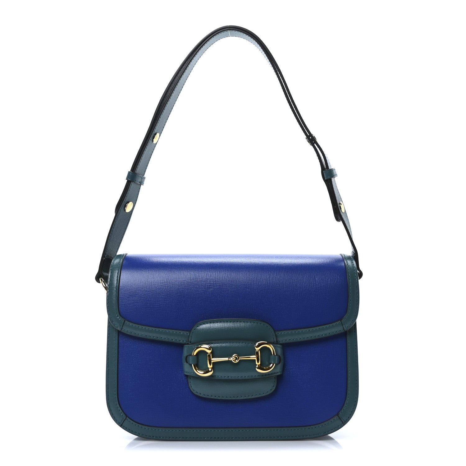 Azalea Calfskin Horsebit 1955 Shoulder Bag Imperial Blue Pavone