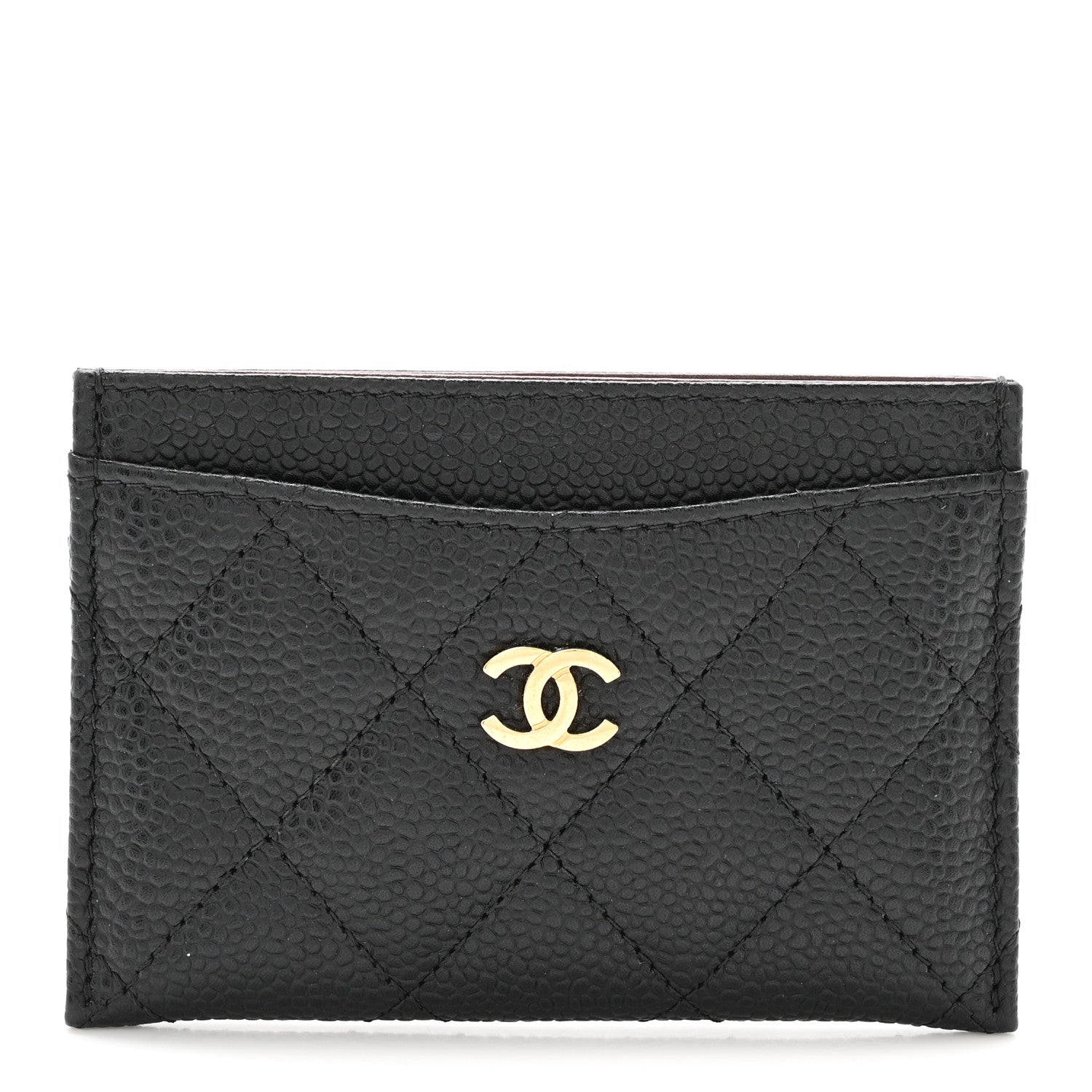 Caviar Quilted Card Holder Black