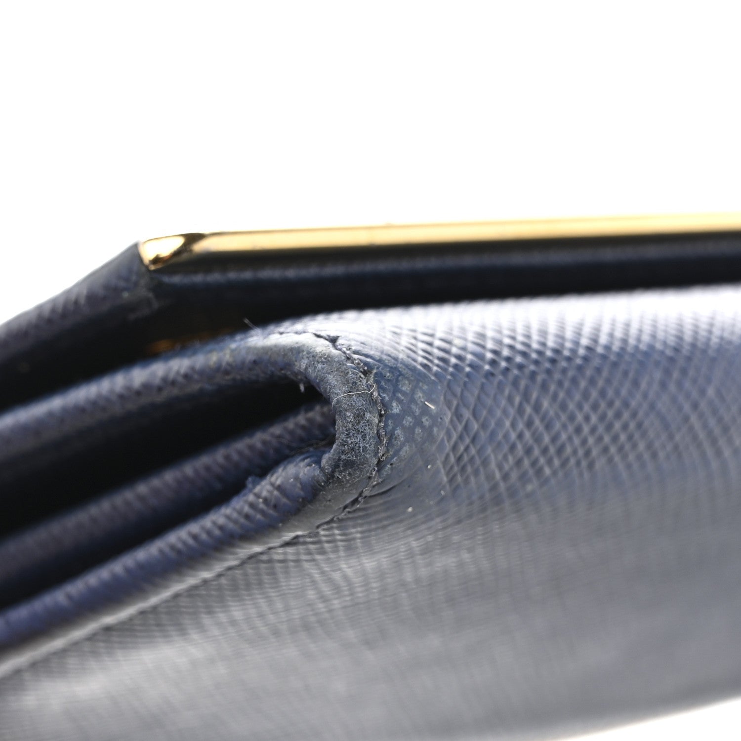 Saffiano Metal Bar Continental Flap Wallet Bluette