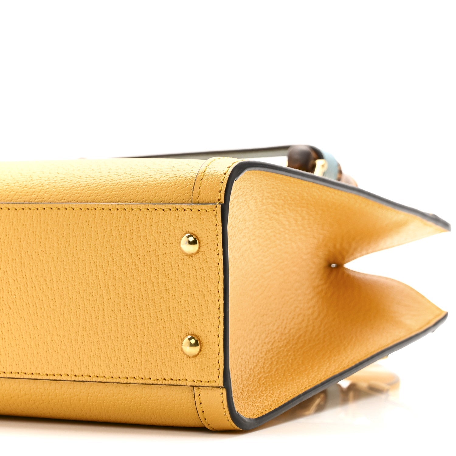 Textured Dollar Calfskin Web Small Diana Tote Bag Yellow Dusty Azure