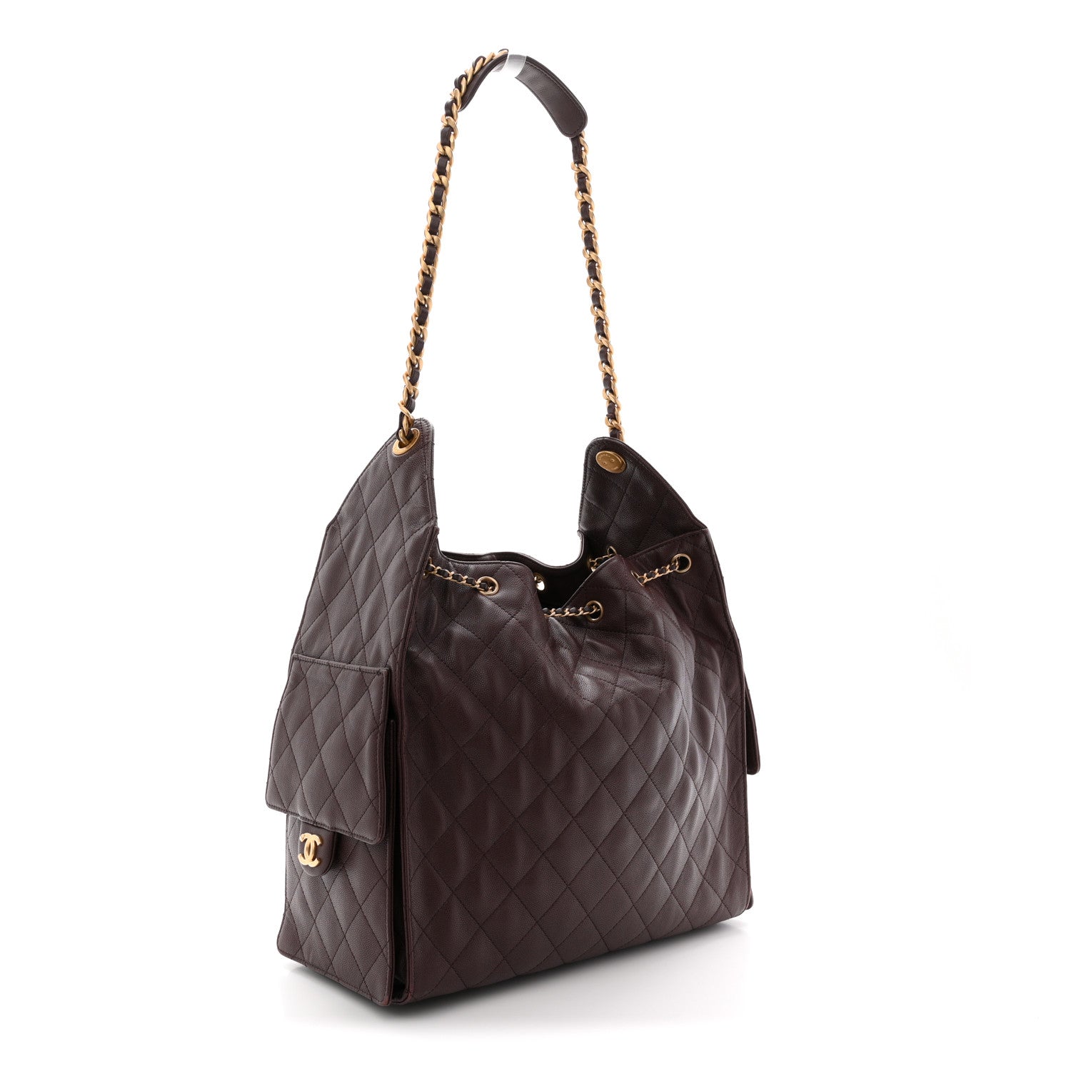 Caviar Quilted Medium Chanel 25 Handbag Dark Brown