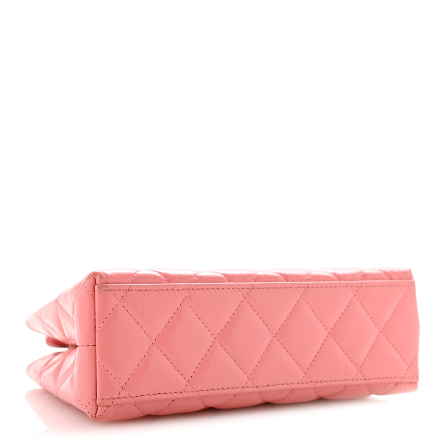 Shiny Aged Calfskin Quilted Nano Kelly Shopper Coral Pink