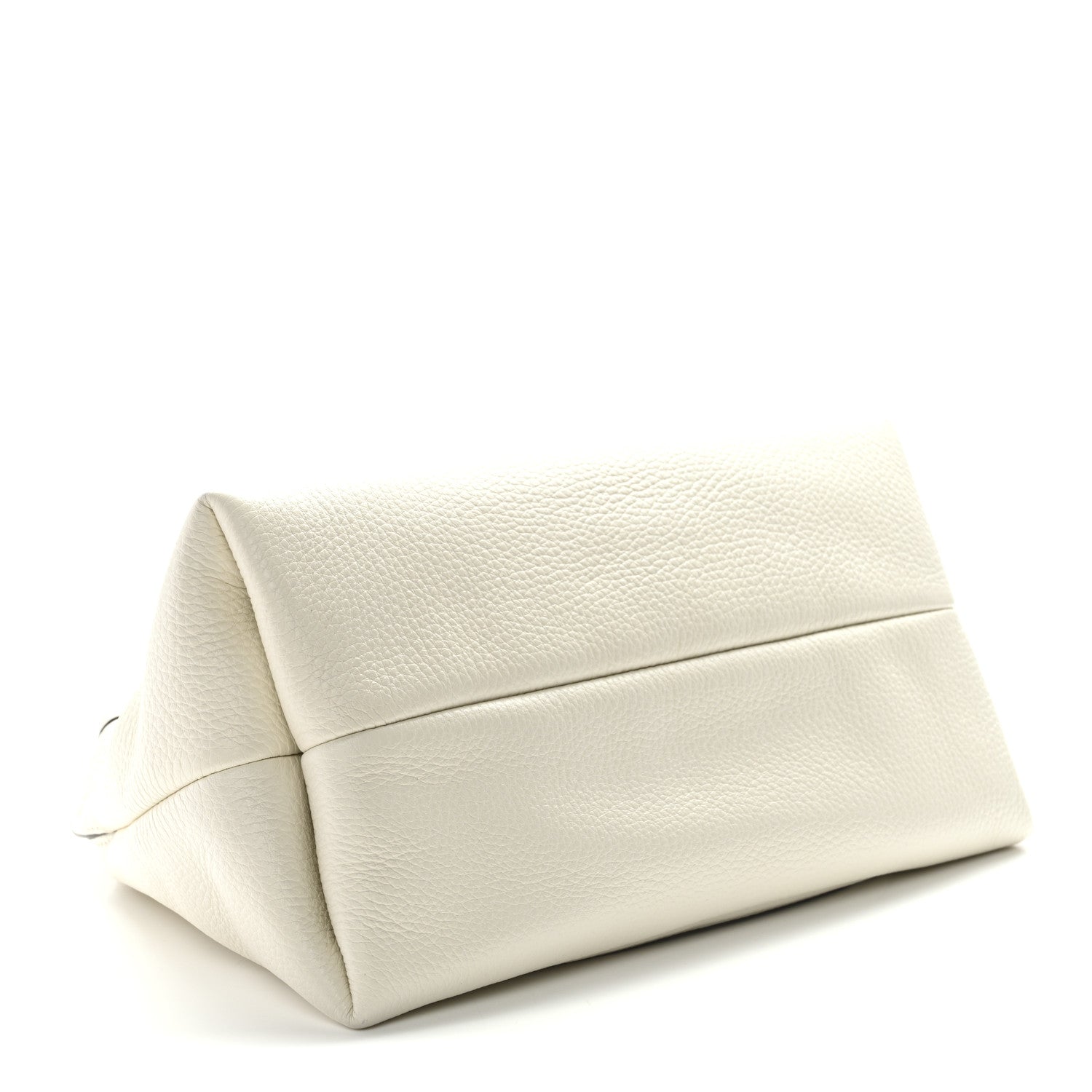 Grained Calfskin Softbit Medium Shoulder Bag White