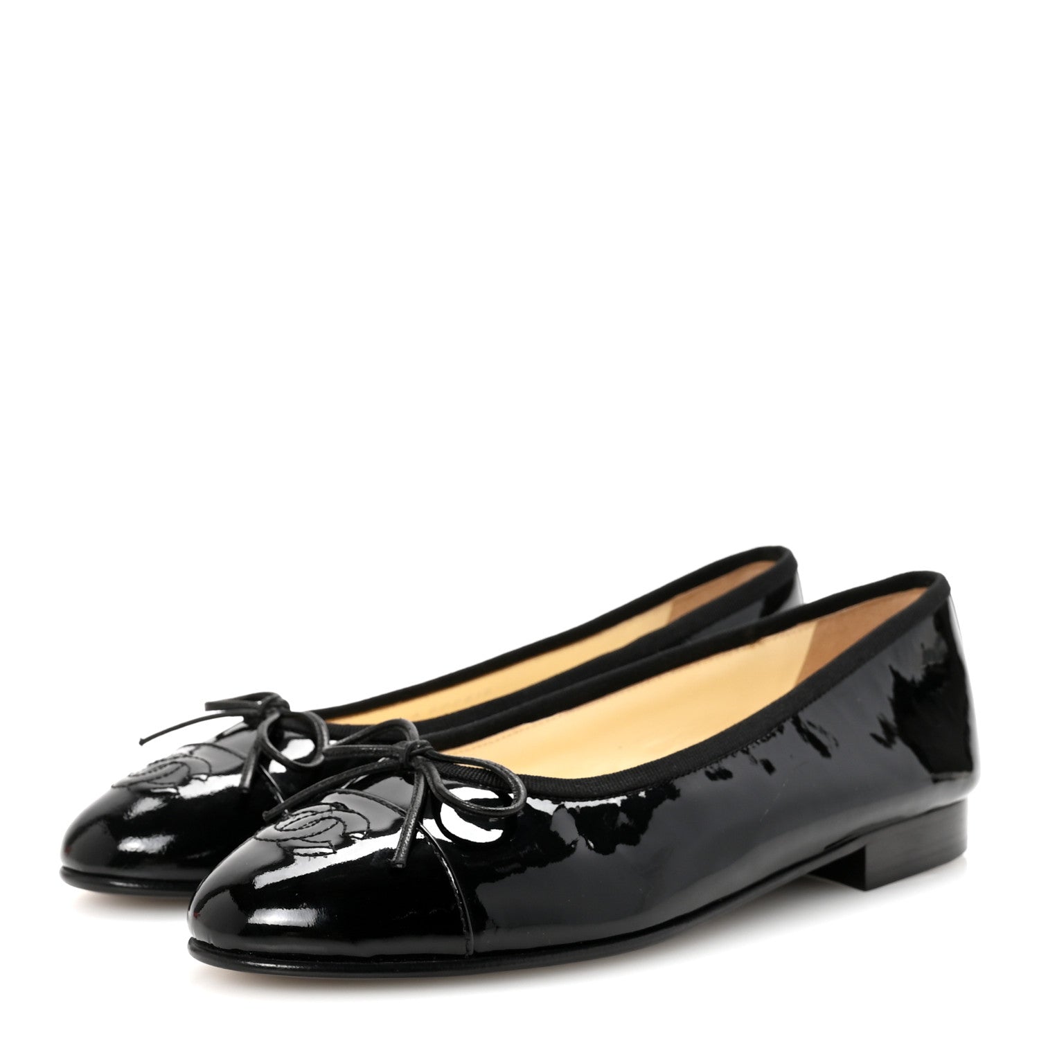Patent Cap Toe Ballerina Flats 36 Black