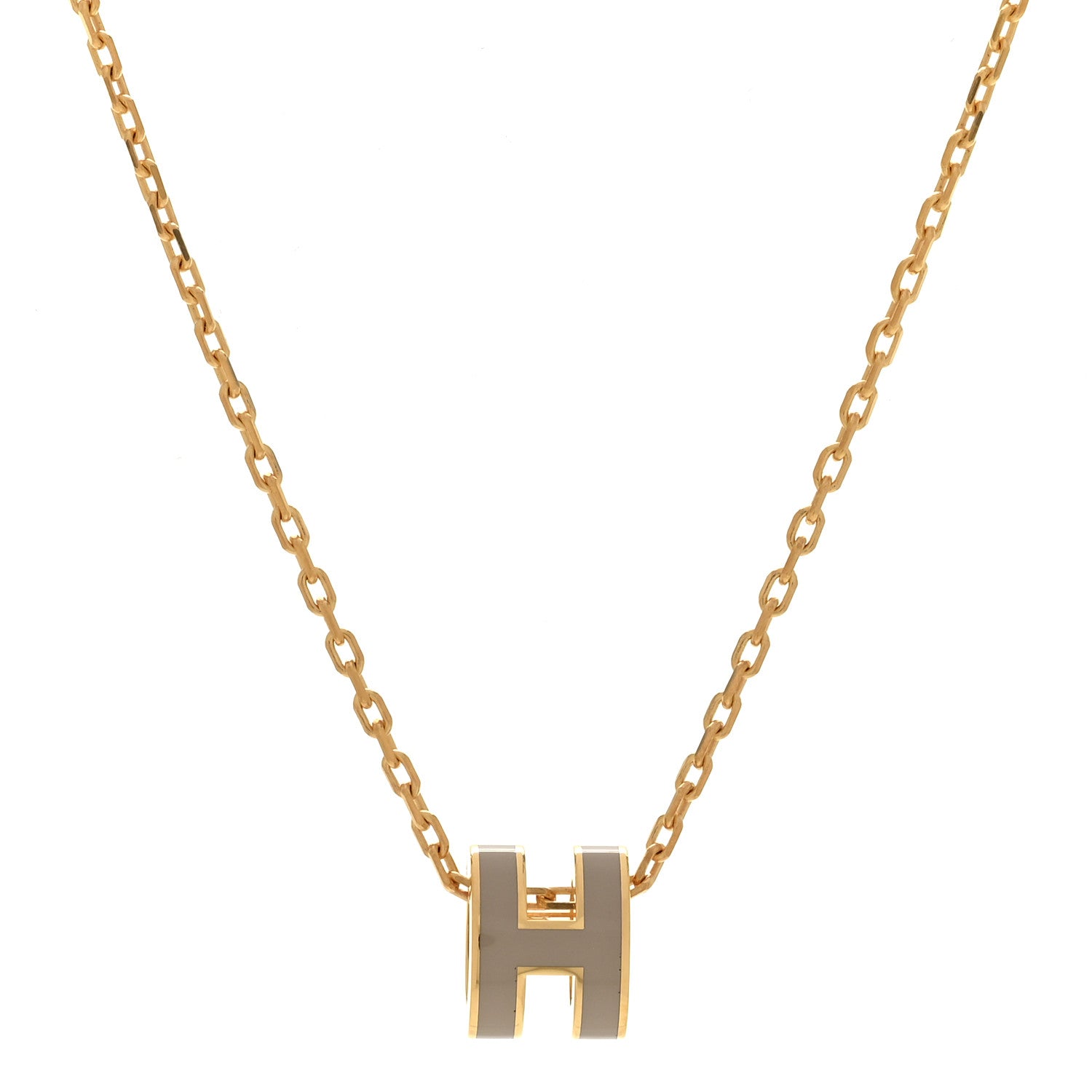 Lacquered Gold Mini Pop H Pendant Necklace Marron Glace