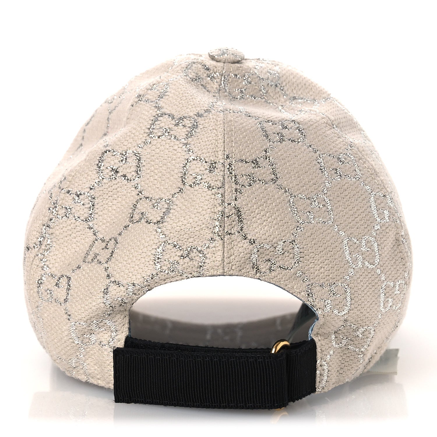 Canvas Lame GG Monogram Rush Baseball Hat M Gardenia Silver
