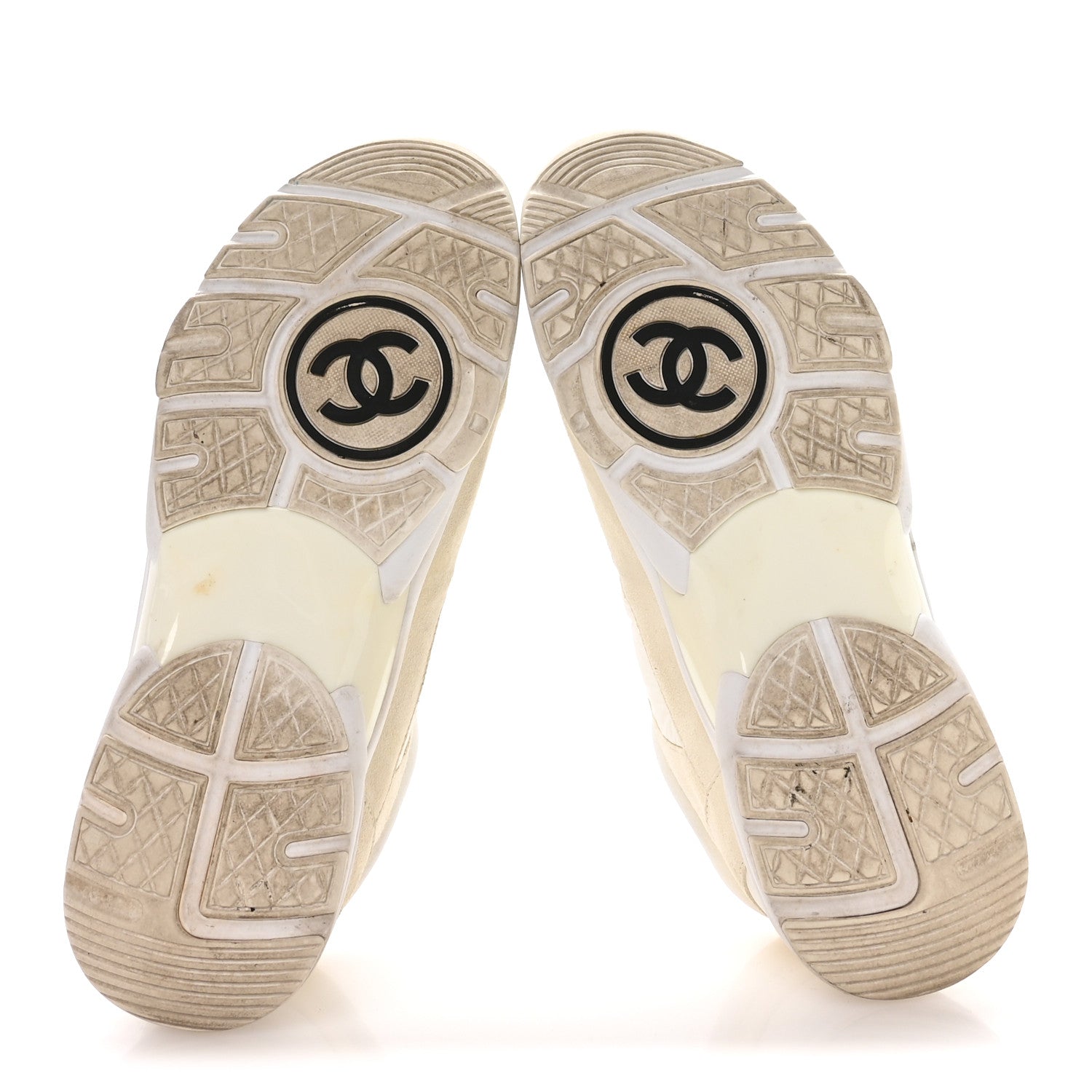 Suede Calfskin Fabric CC Sneakers 42 White