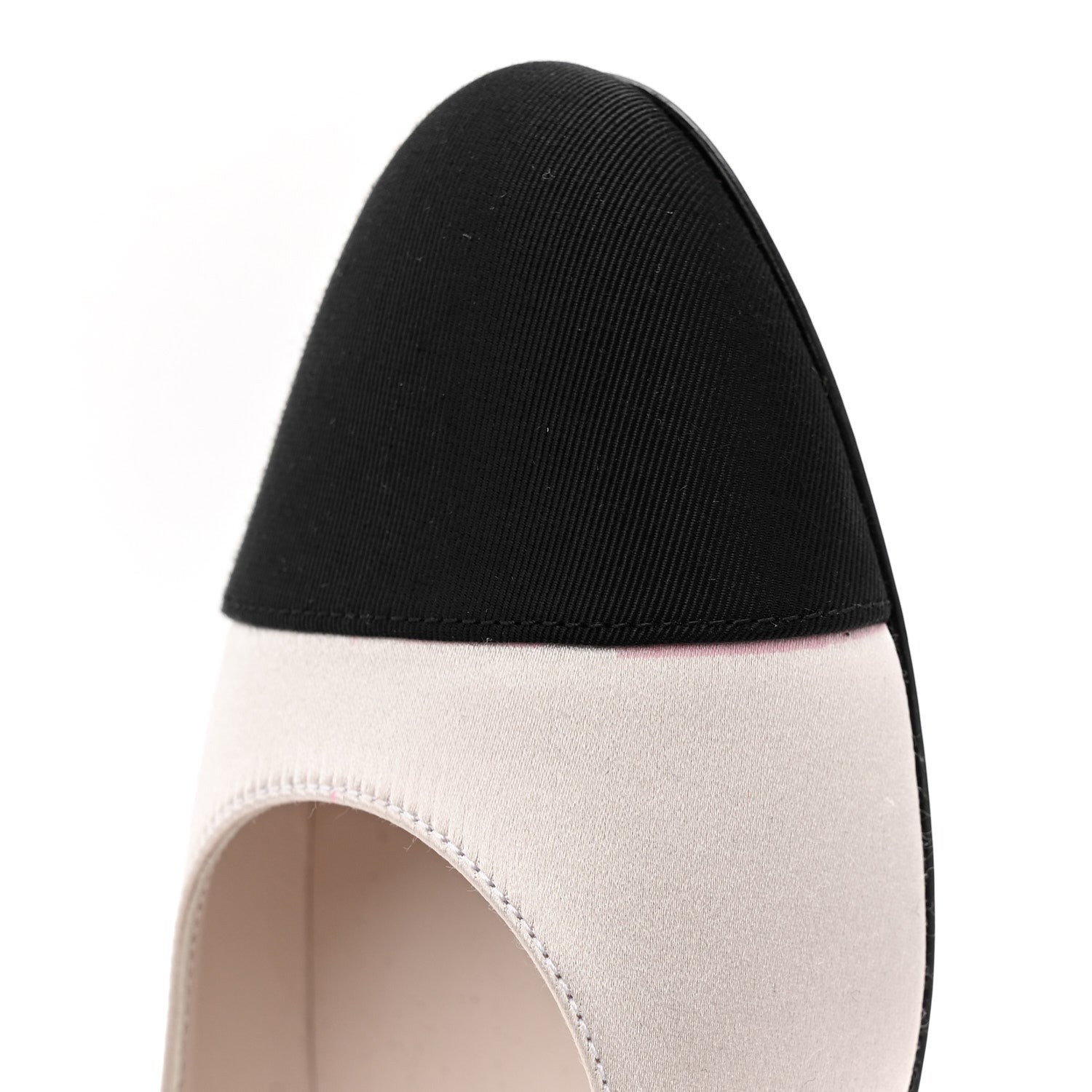Strass Satin Grosgrain Mary Jane Flats 38 Ivory Black