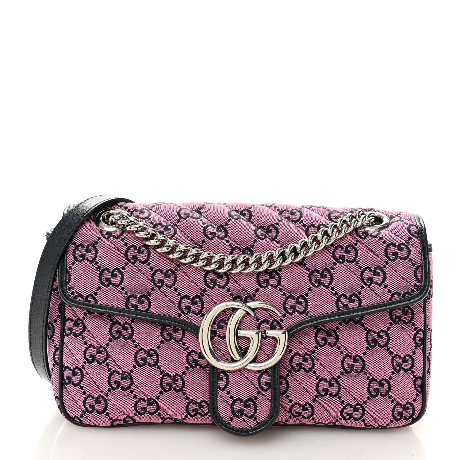Monogram Multicolor Matelasse Diagonal Small GG Marmont Shoulder Bag Pink Blue