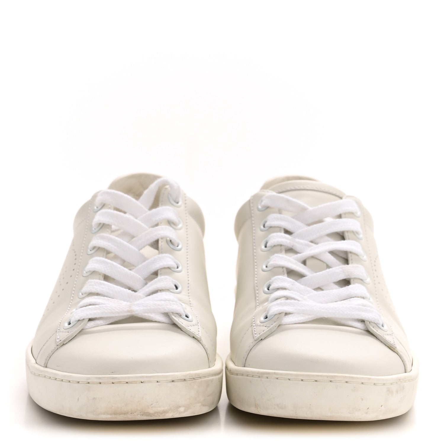 Calfskin Interlocking G Perforated Womens Ace Sneakers 36.5 White Grey Sky