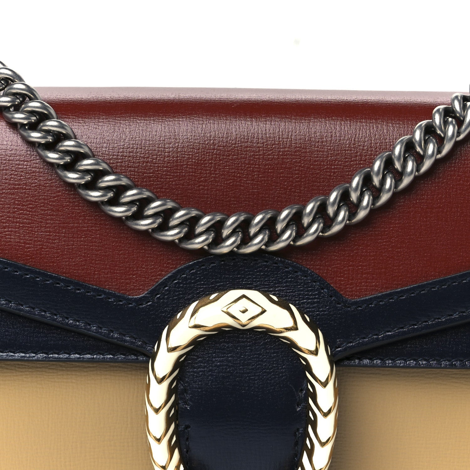 Azalea Calfskin Enamel Small Dionysus Shoulder Bag Brick Sand Navy Off White