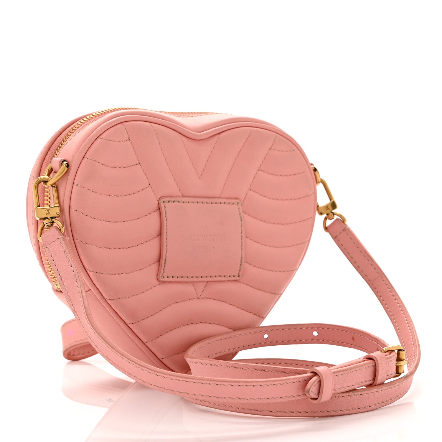 Calfskin Embellished New Wave Love Lock Heart Bag Rose Pomettes