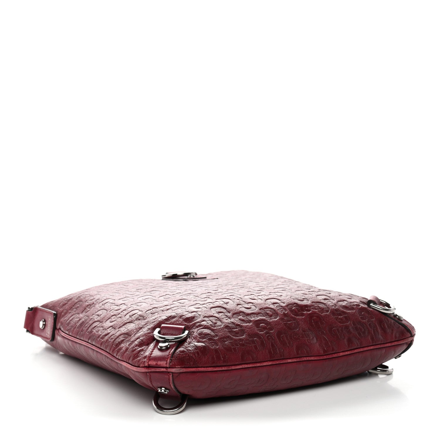Calfskin Horsebit Embossed Abbey Messenger Red