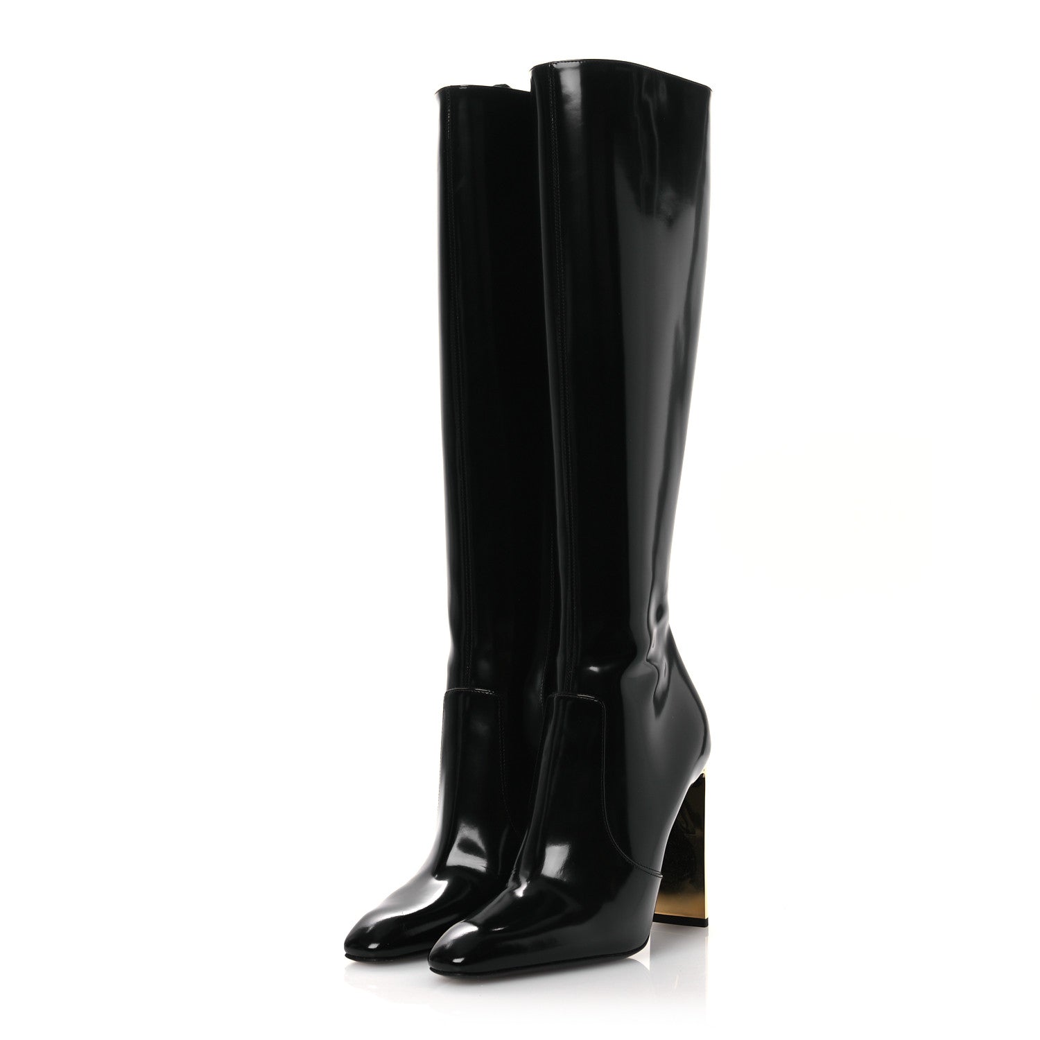 Glazed Calfskin Auteuil 105mm Zip Boots 38 Black