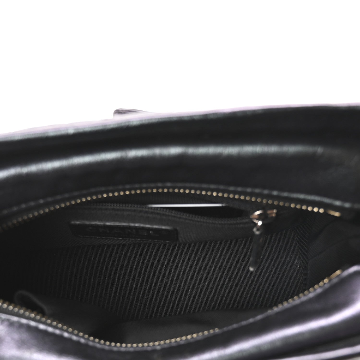 Iridescent Aged Calfskin Quilted Small Gabrielle Hobo Black