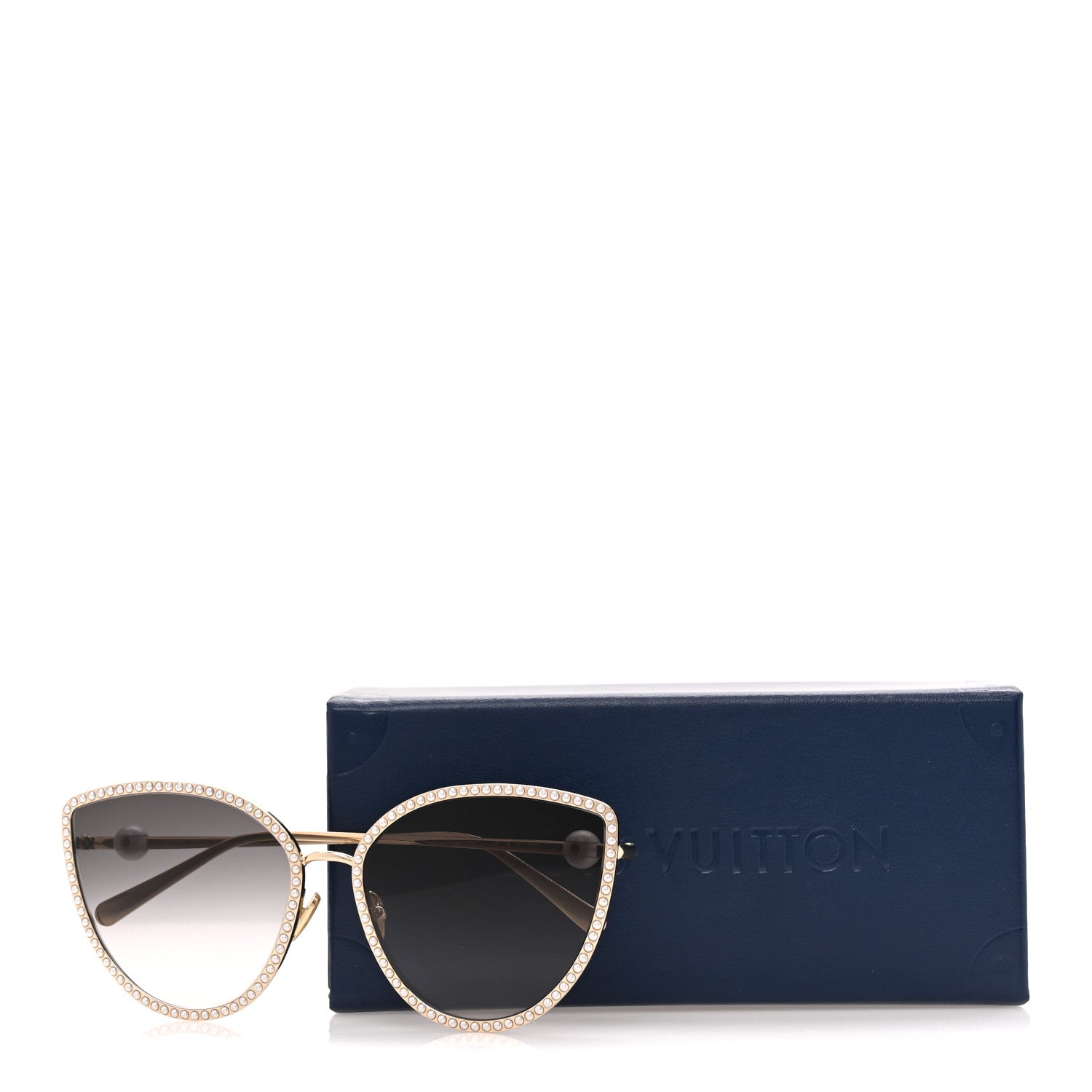 Pearl LV Cat Eye Sunglasses Z1995U Gold