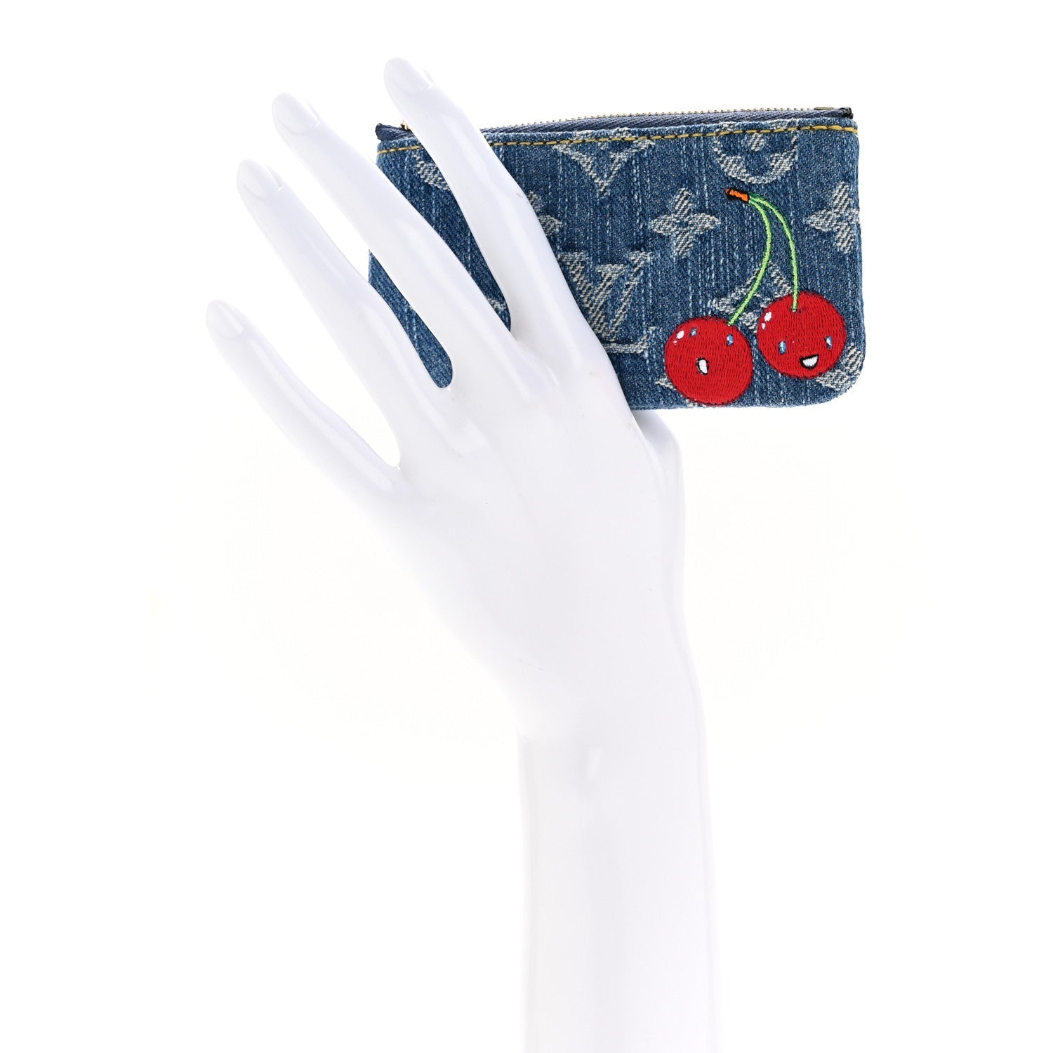 LV X TM Monogram Denim Cerises Key Pouch Blue