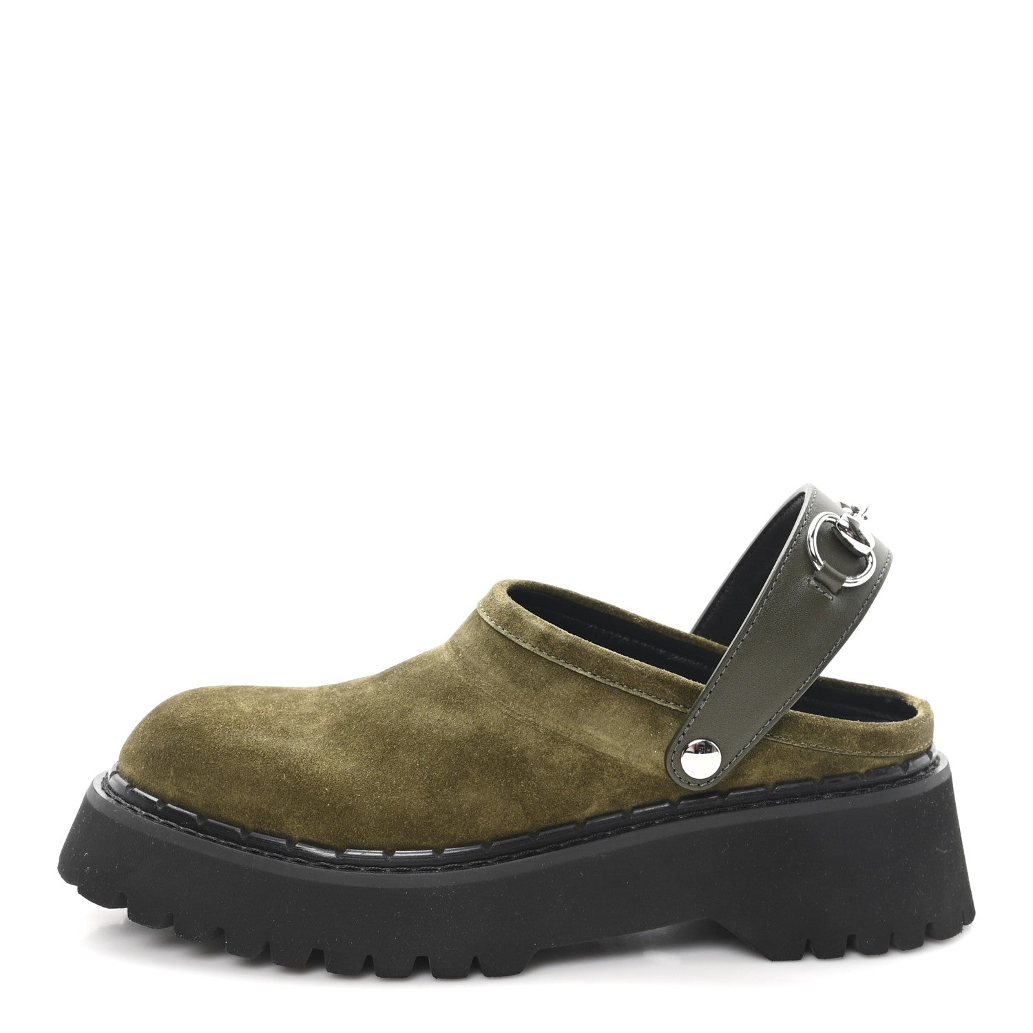 Suede Womens Horsebit Platform Mules 36 Dark Green