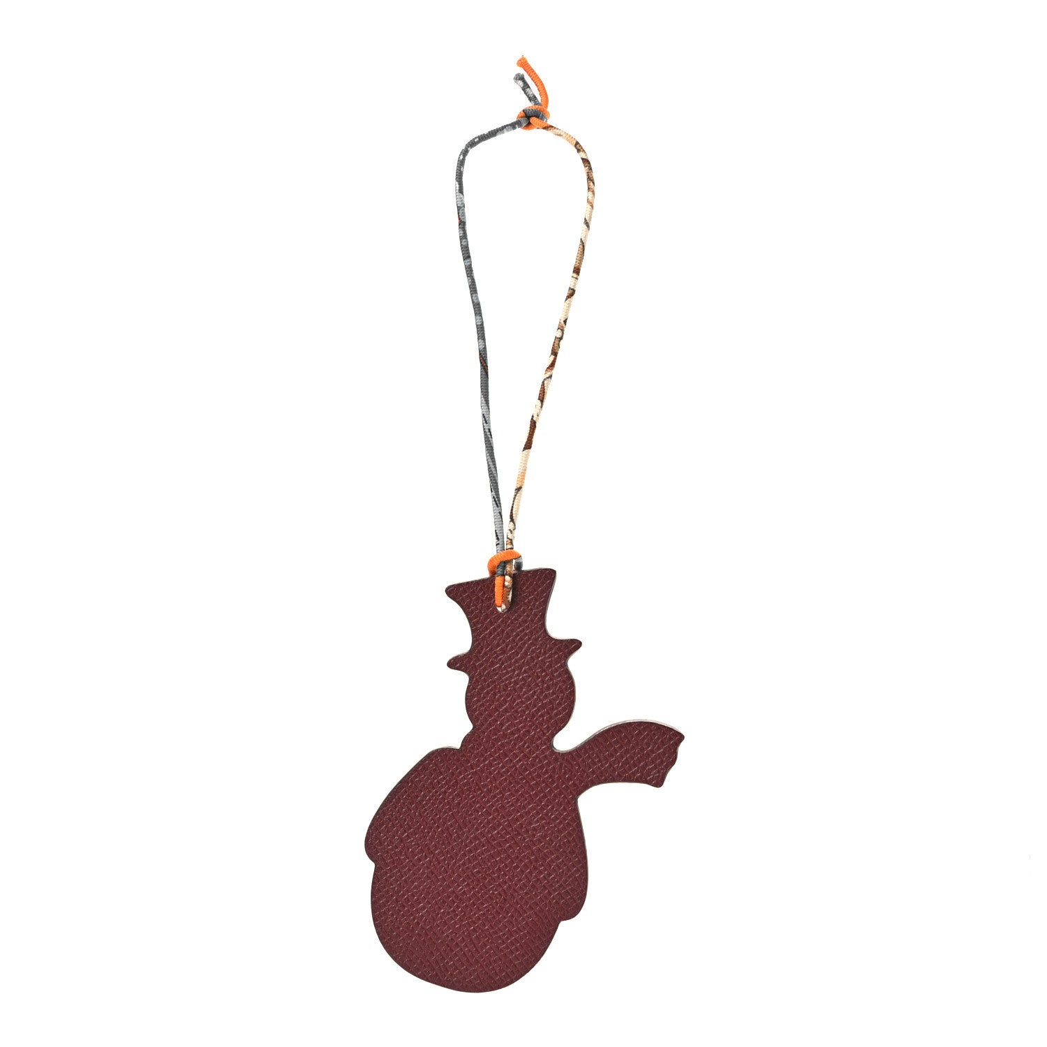 Epsom Togo Petit H Snowman Bag Charm Rouge Grenat Bambou