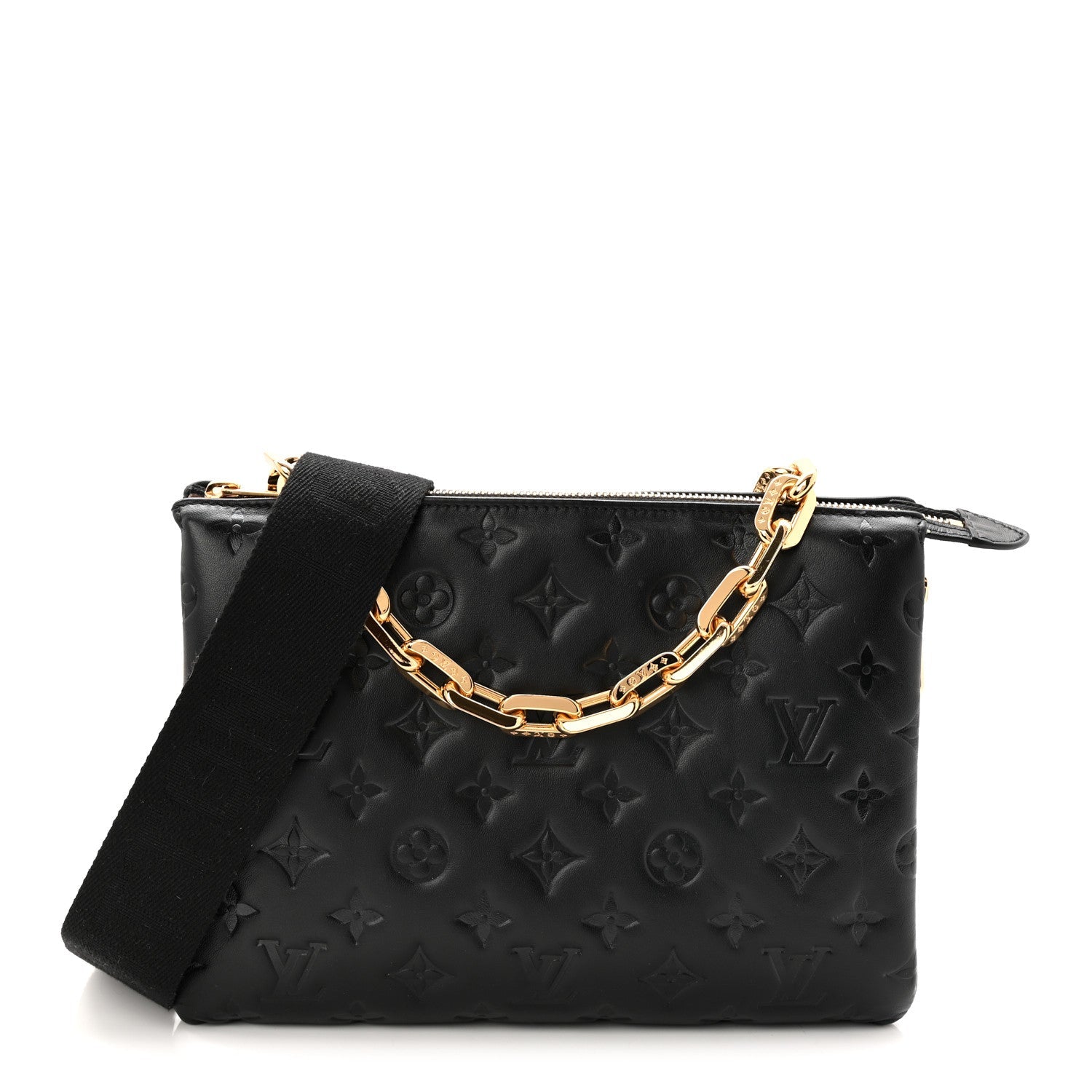 Lambskin Embossed Monogram Coussin PM Black