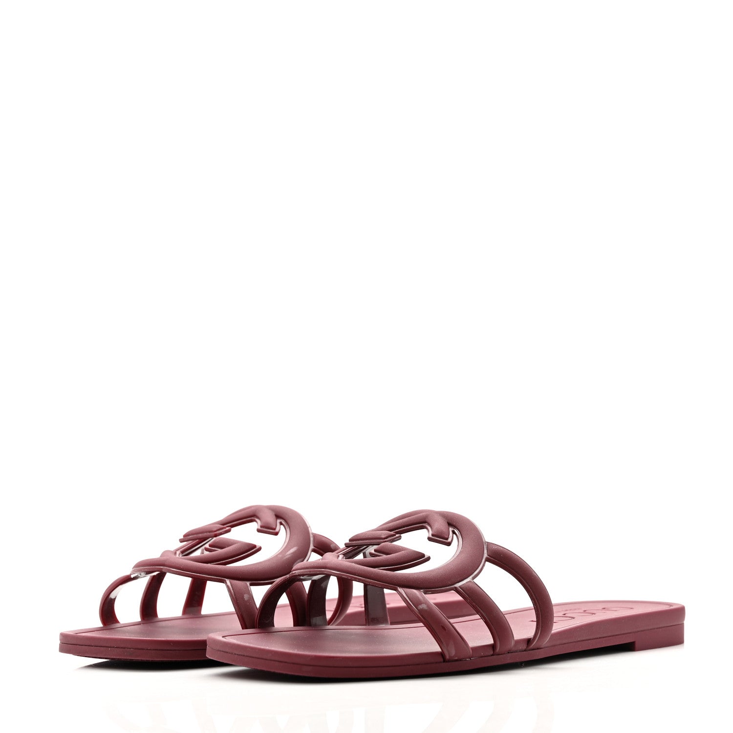 Rubber Interlocking G Womens Slide Sandals 35 Rosso Ancora