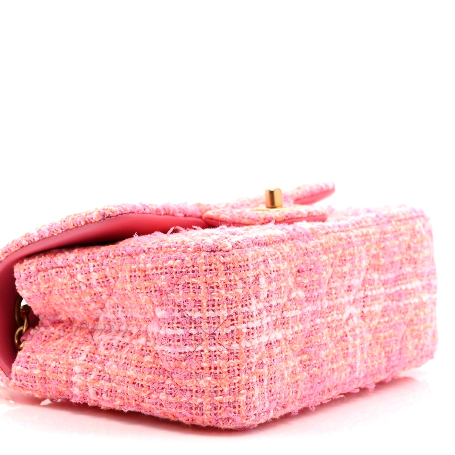 Tweed Quilted Mini Rectangular Flap Pink Orange White