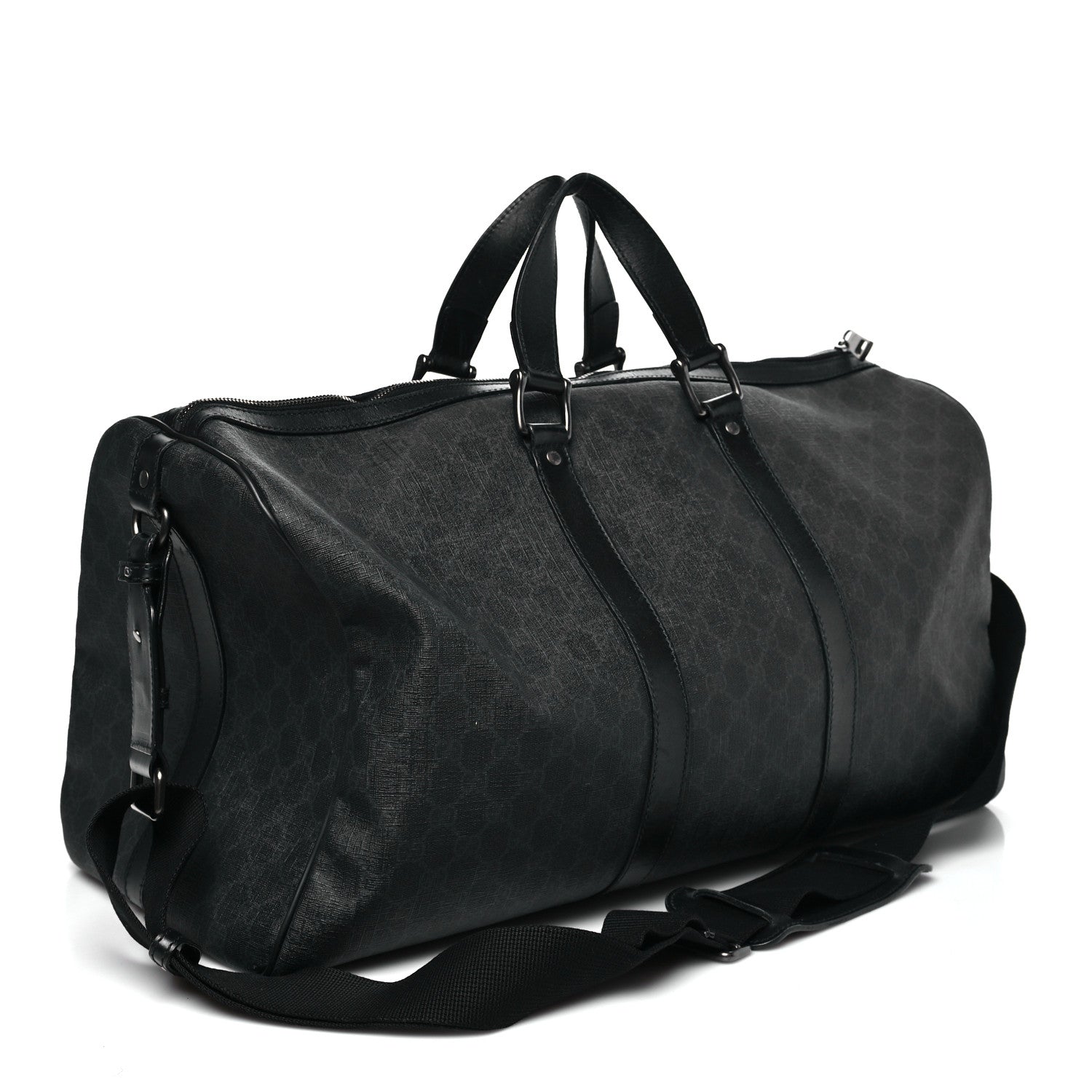 GG Supreme Monogram Medium Carry-On Duffle Bag Black Grey