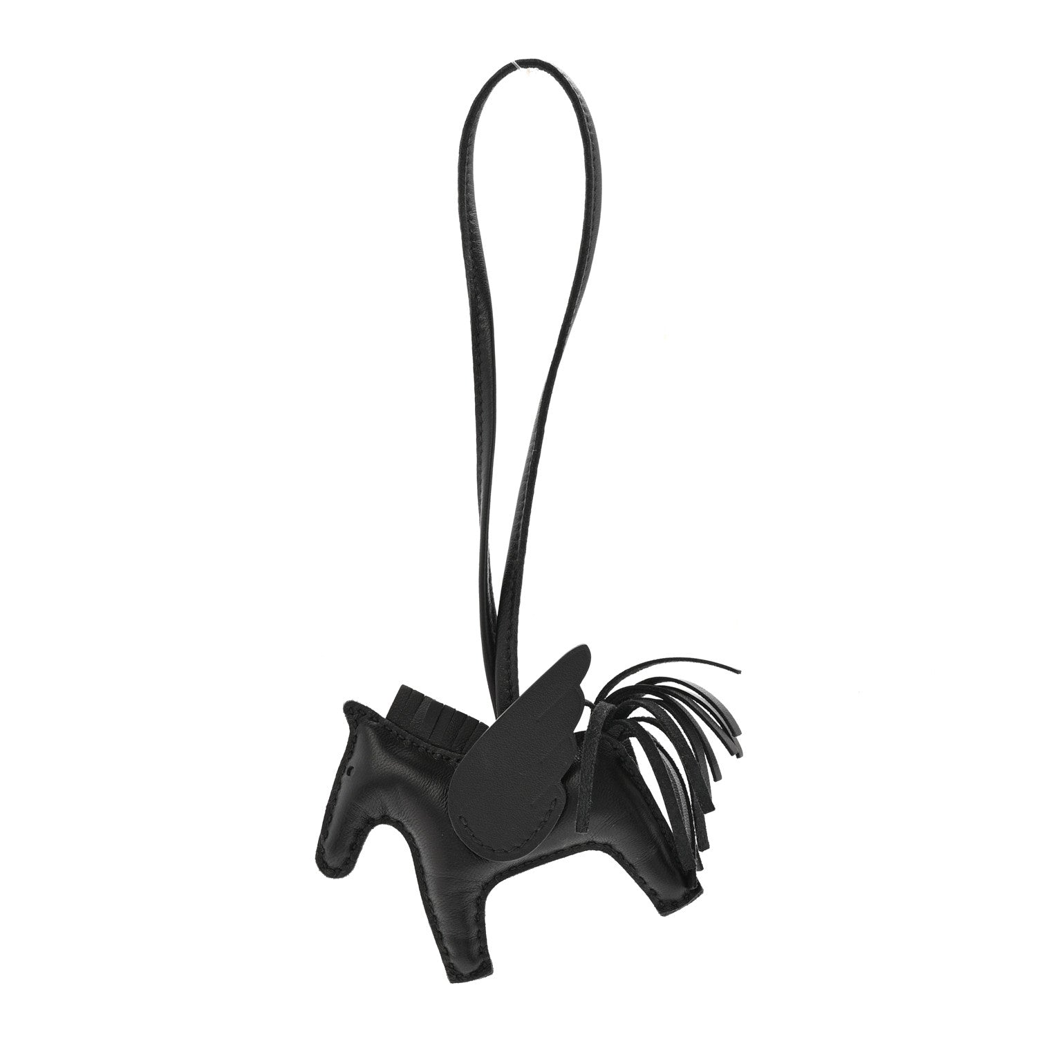 Milo Lambskin Grigri Rodeo Pegase Horse Bag Charm PM So Black