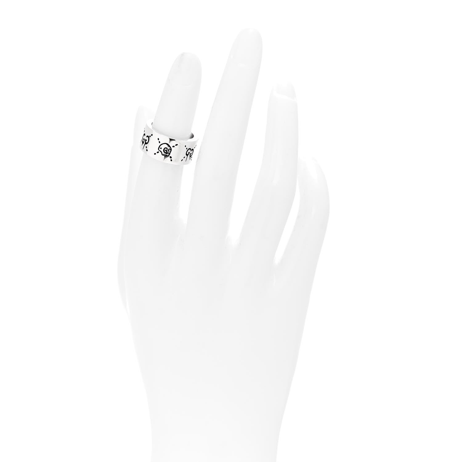 Sterling Silver GucciGhost Hamlet Skull Band Ring 47 4