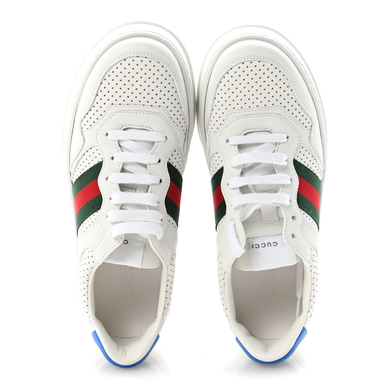 Calfskin Web Perforated Womens Platform 55mm Sneakers 39.5 White Bright Splash