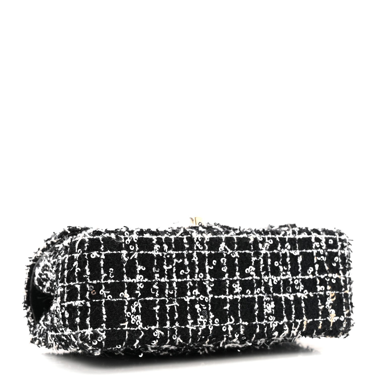 Tweed Quilted Mini Top Handle Rectangular Flap Black White