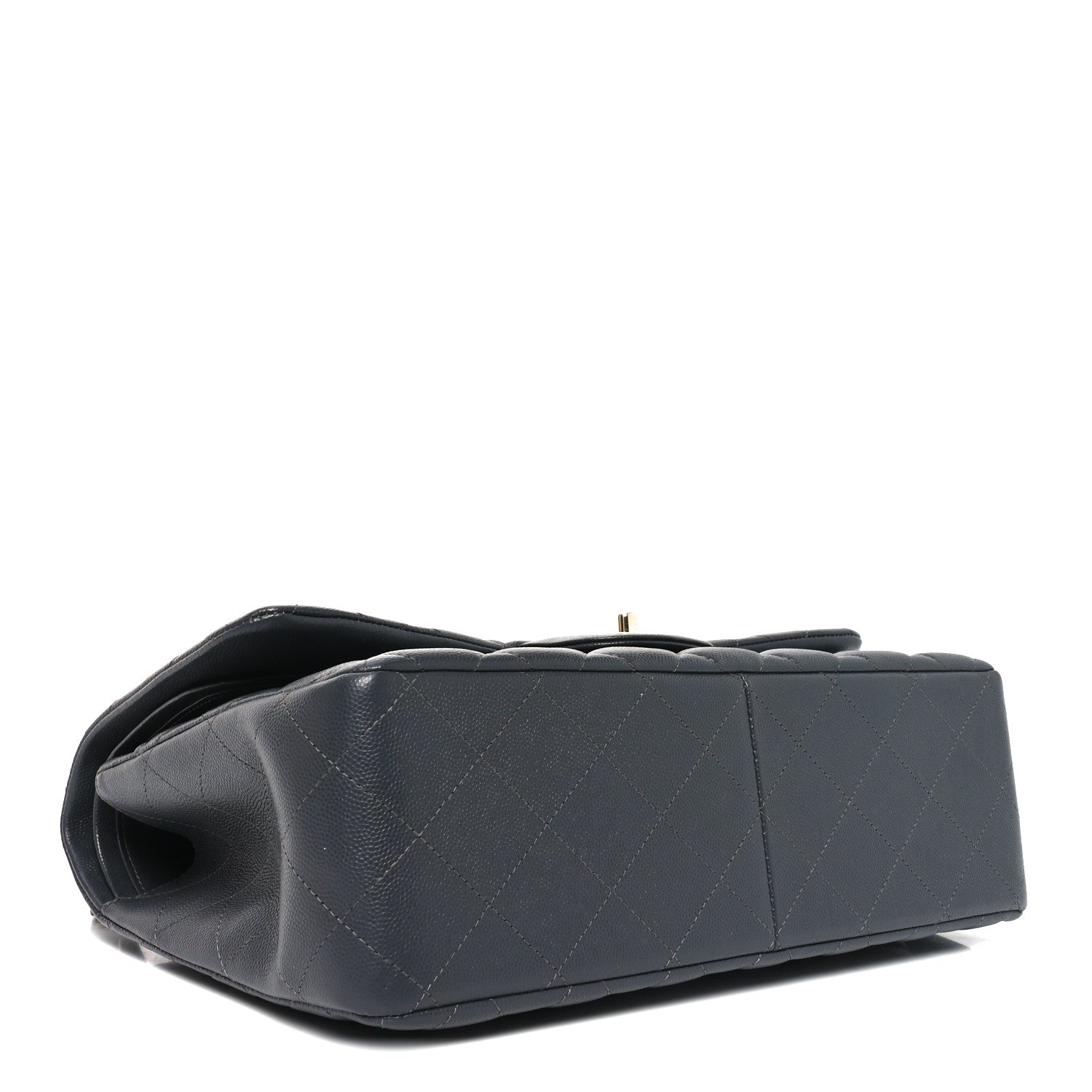 Caviar Quilted Jumbo Double Flap Dark Grey