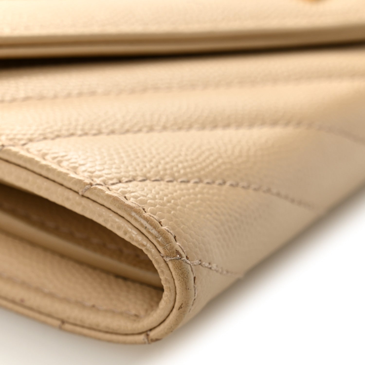 Grain De Poudre Matelasse Chevron Monogram Flap Wallet Dark Beige