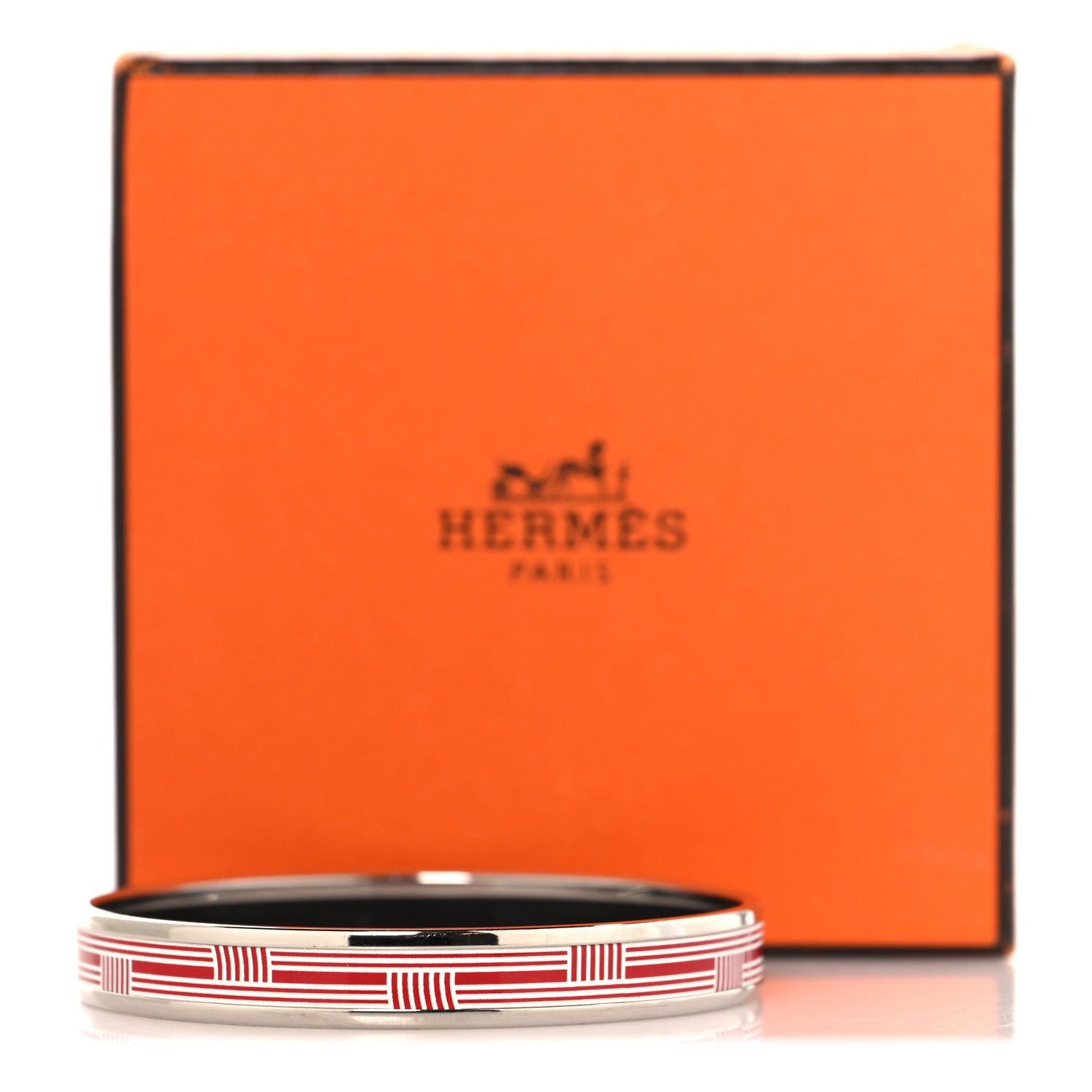 Enamel Printed Circuit 24 Faubourg Extra Narrow Bracelet 65 Rouge White