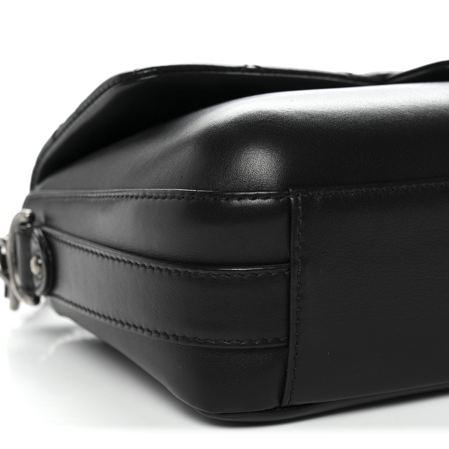 Calfskin Quilted Large Rock My Shoulder Flap Black