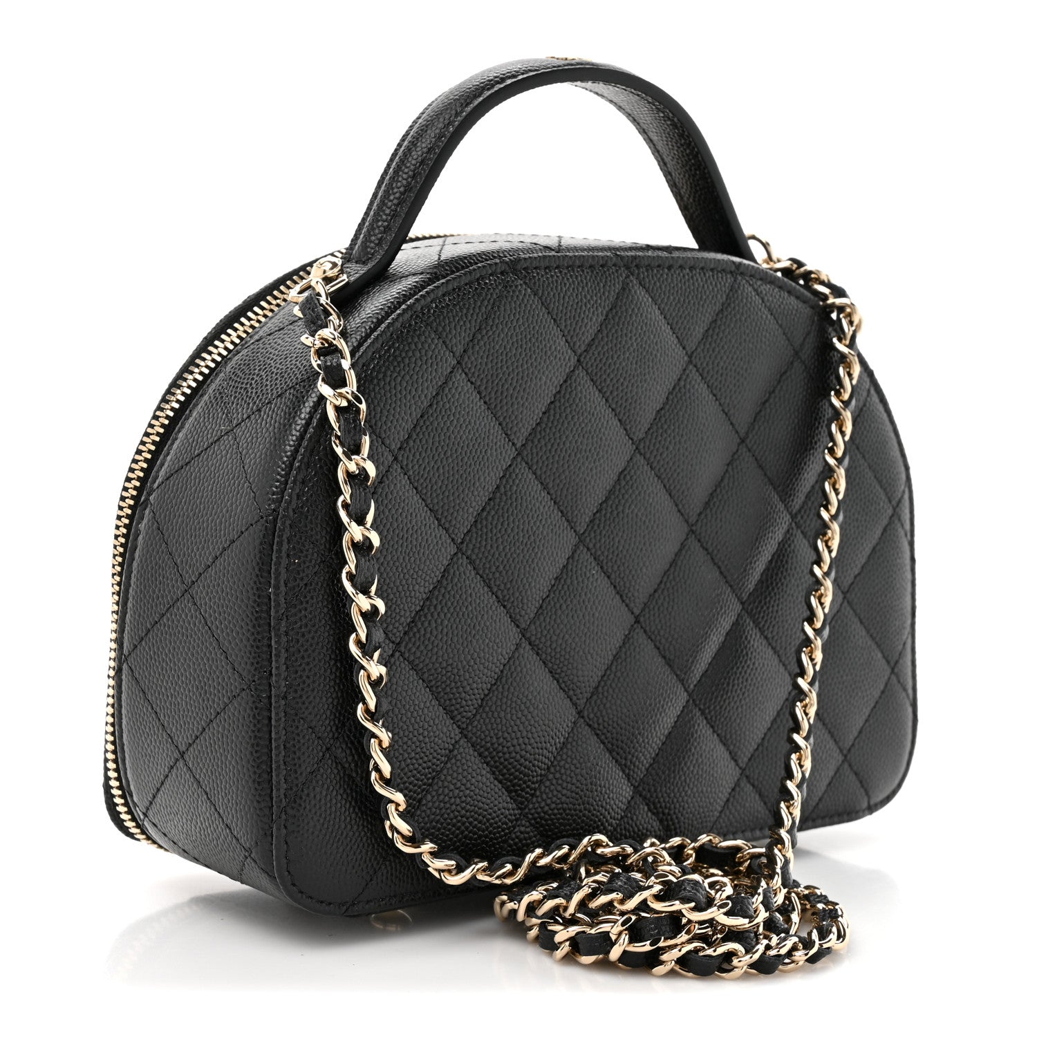 Caviar Quilted Top Handle Vanity Case Black
