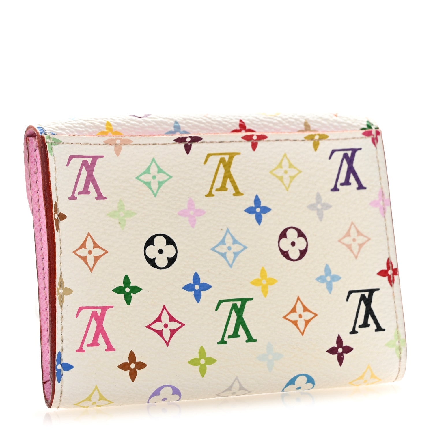 Monogram Multicolor Business Card Holder White Litchi