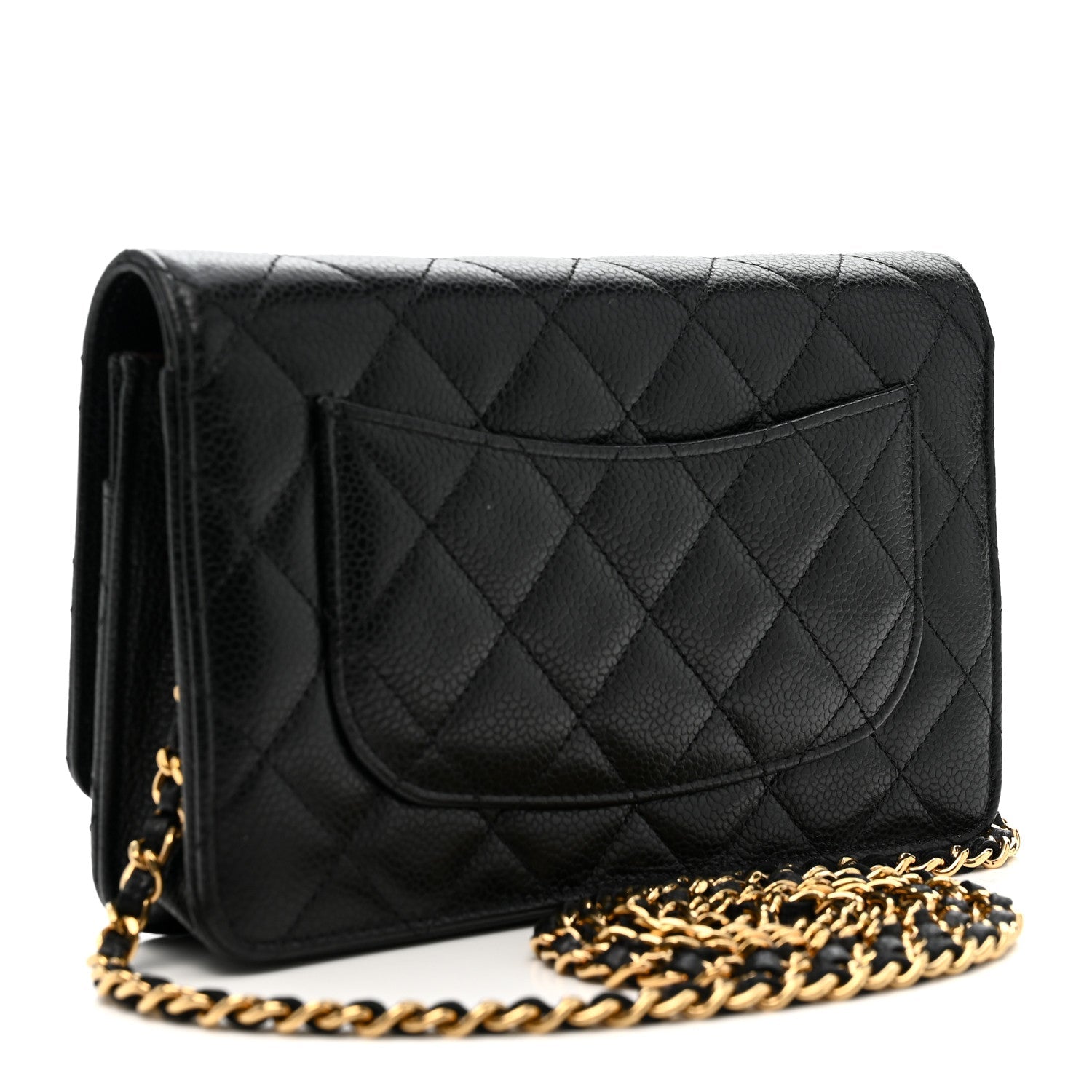 Caviar Quilted Wallet on Chain WOC Black