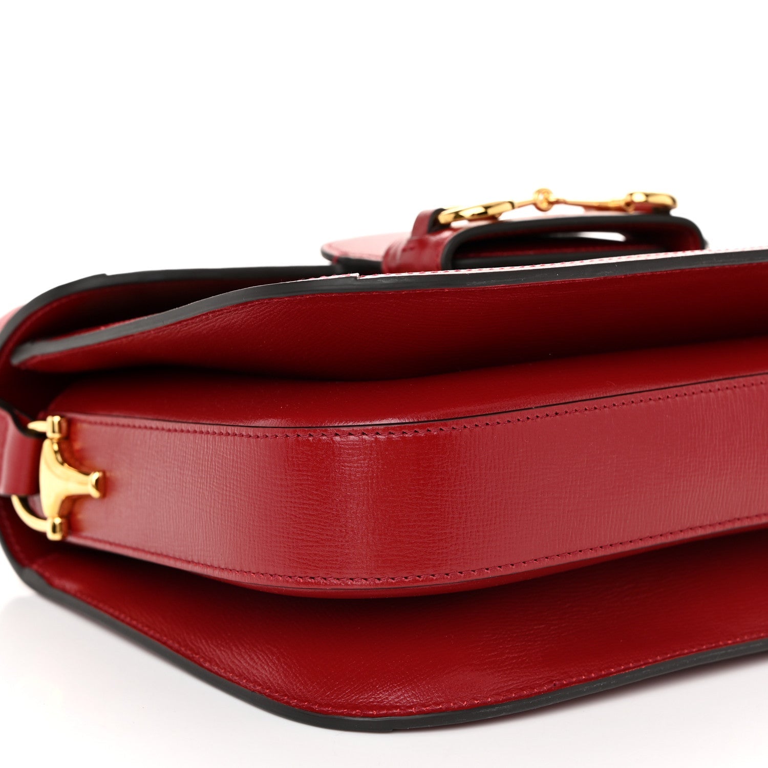 GG Supreme Monogram Azalea Calfskin Horsebit 1955 Shoulder Bag Beige Ebony New Cherry Red