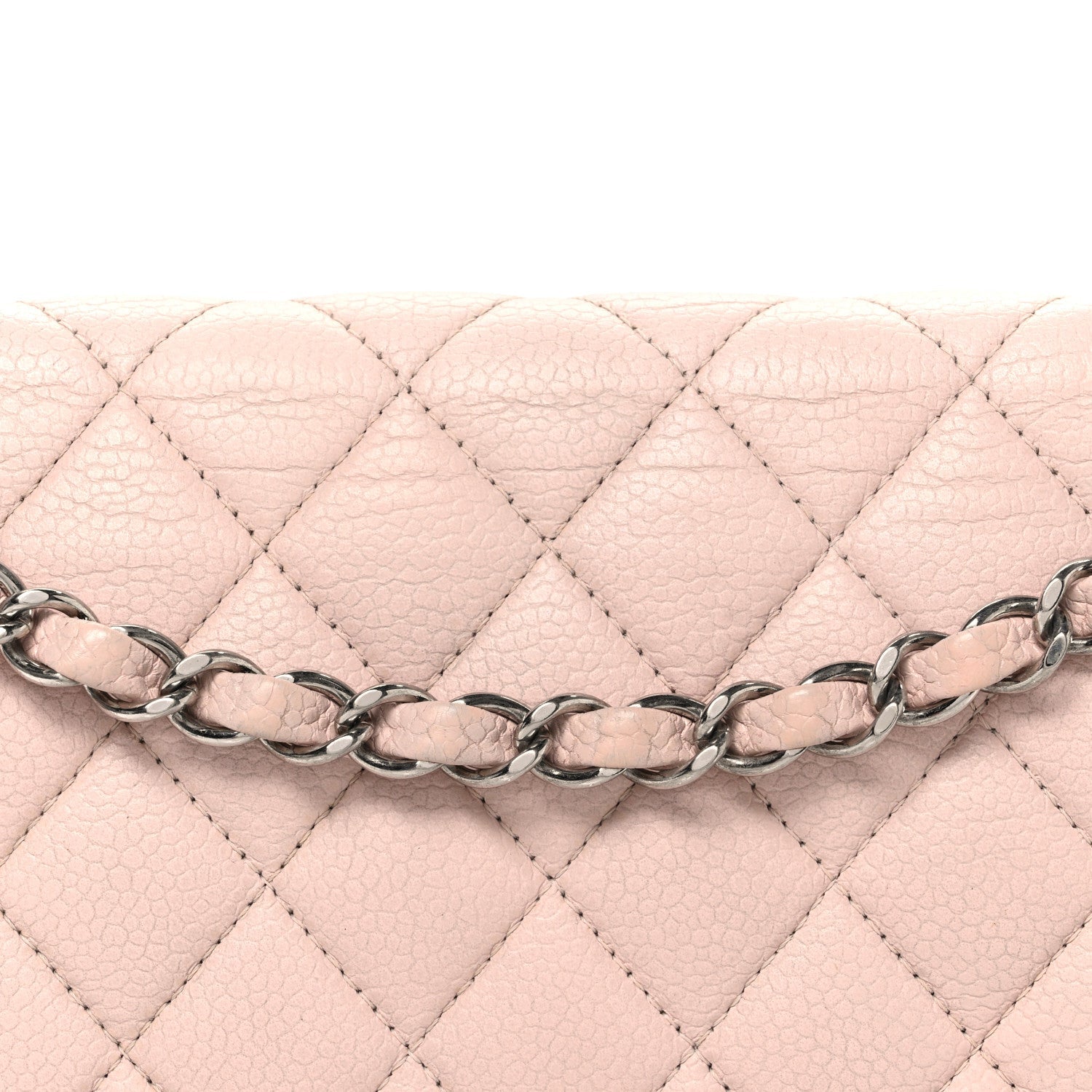 Caviar Quilted Medium Double Flap Light Pink