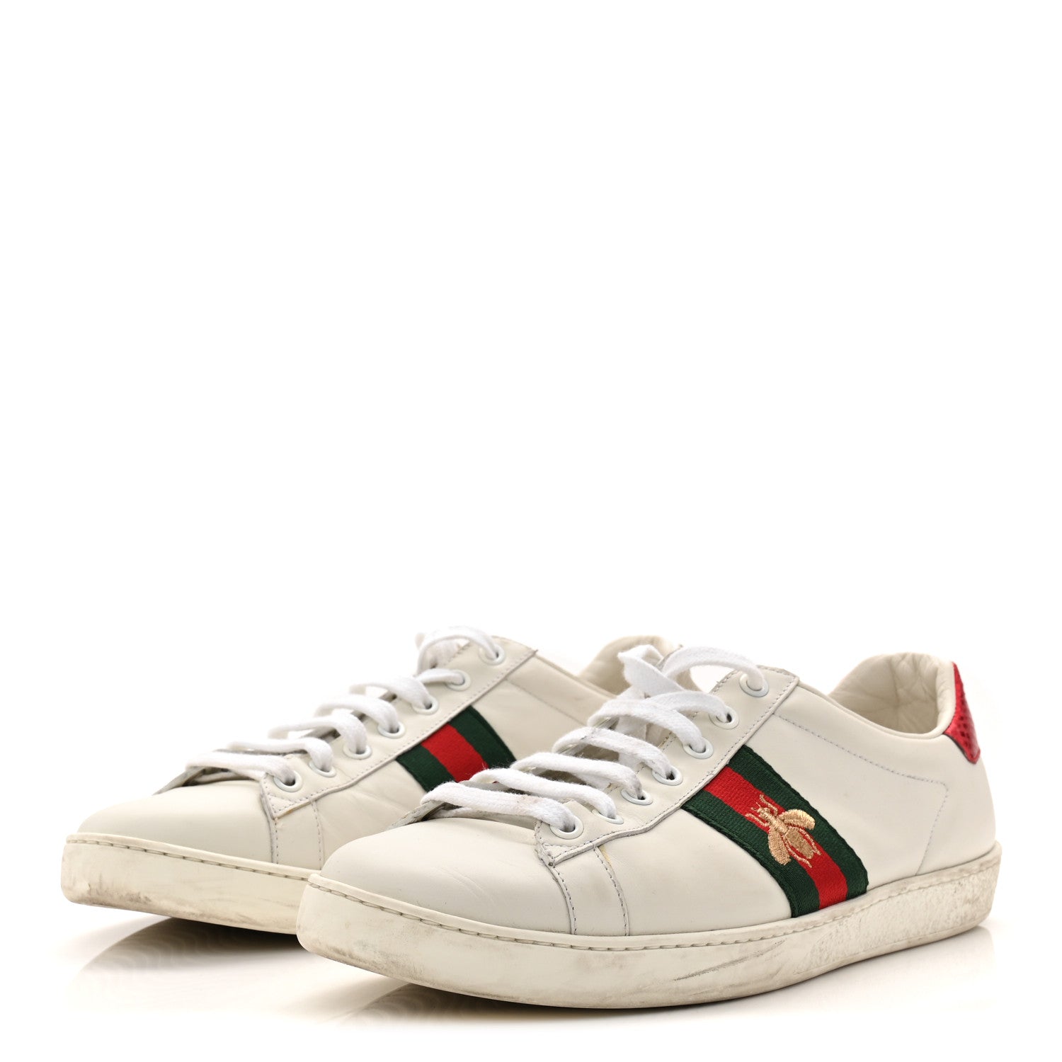 Calfskin Ayers Bee Embroidered Womens Ace Sneakers 39.5 White Green