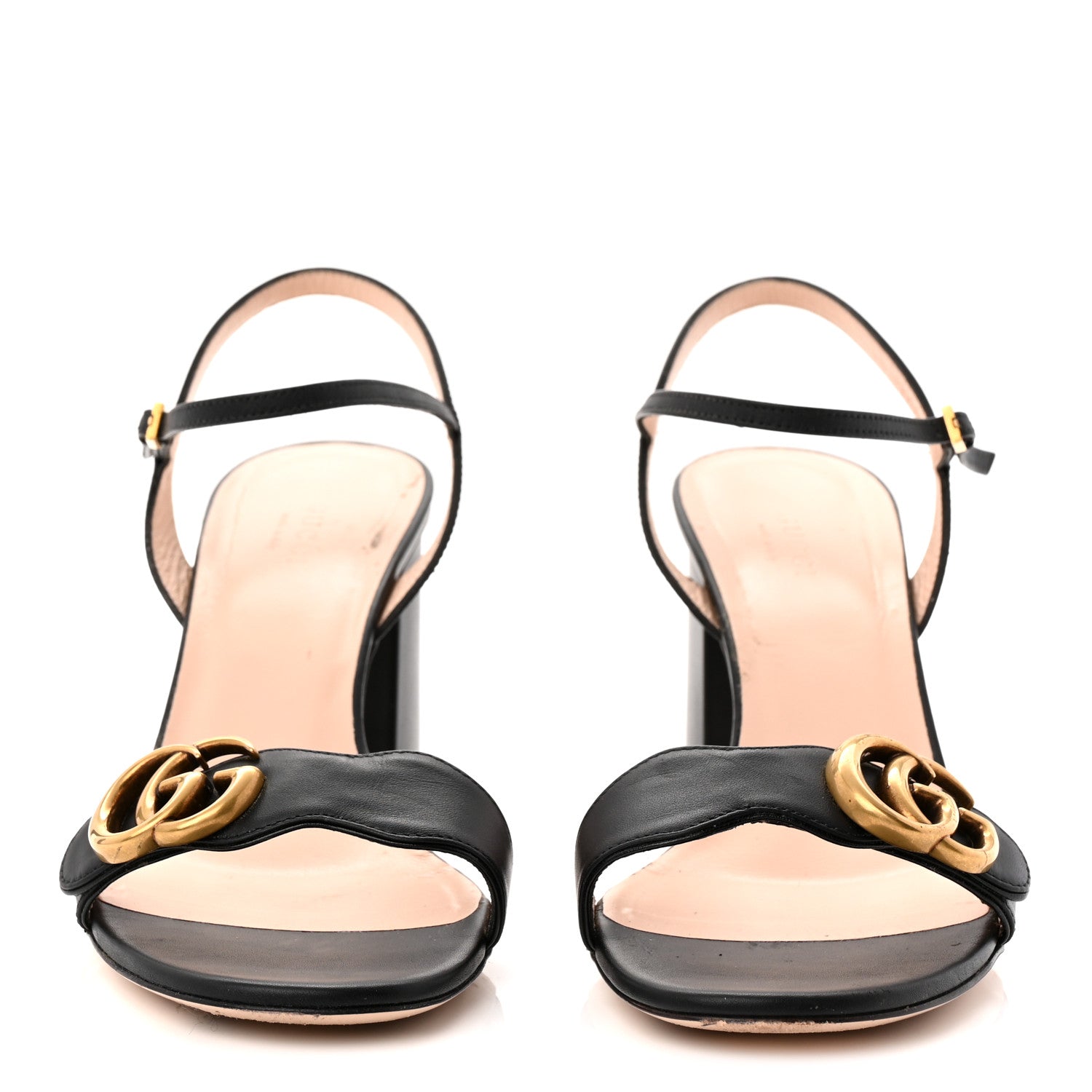 Lifford Calfskin GG Marmont Ankle Wrap 75mm Sandals 39 Black