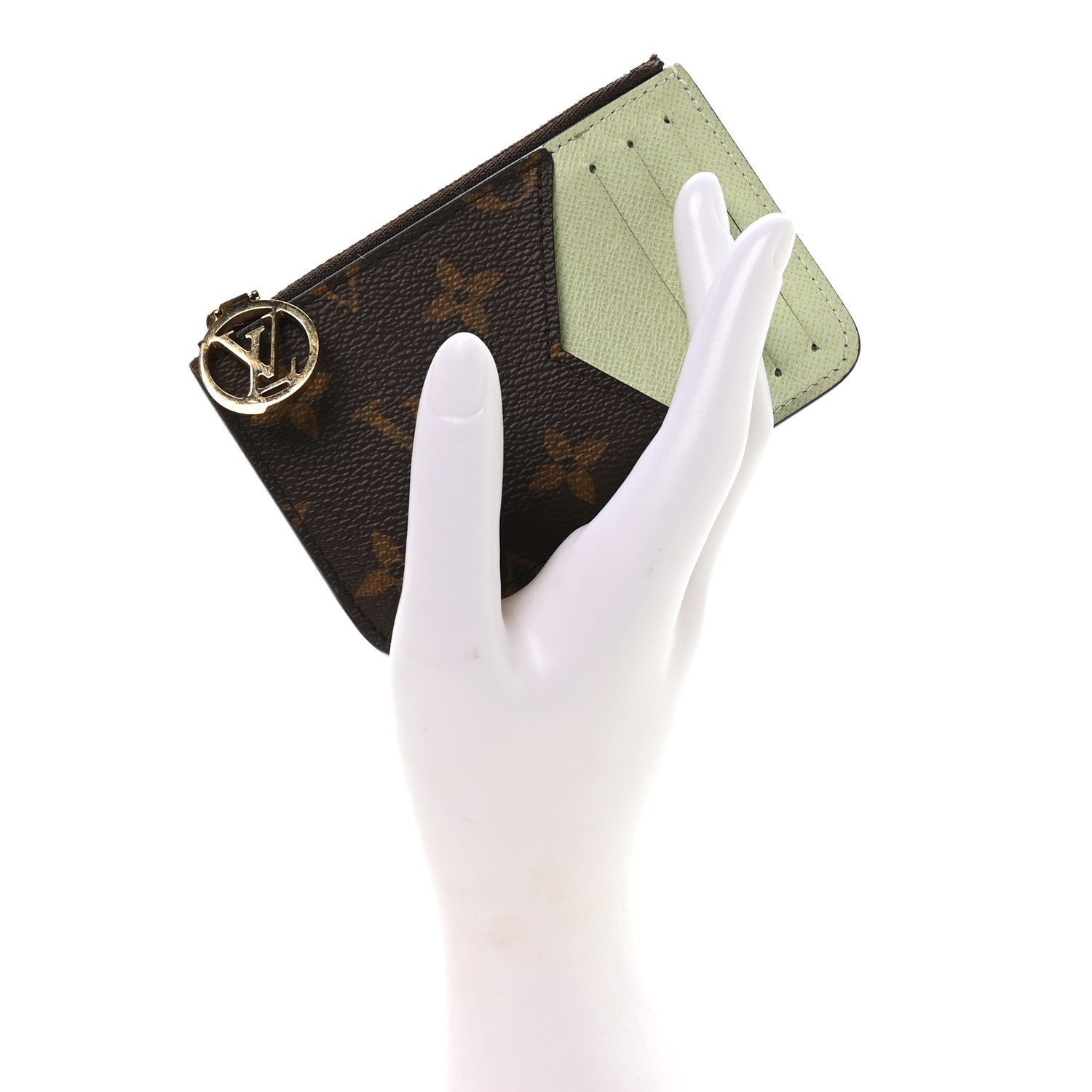 Monogram Coin Card Holder Light Green