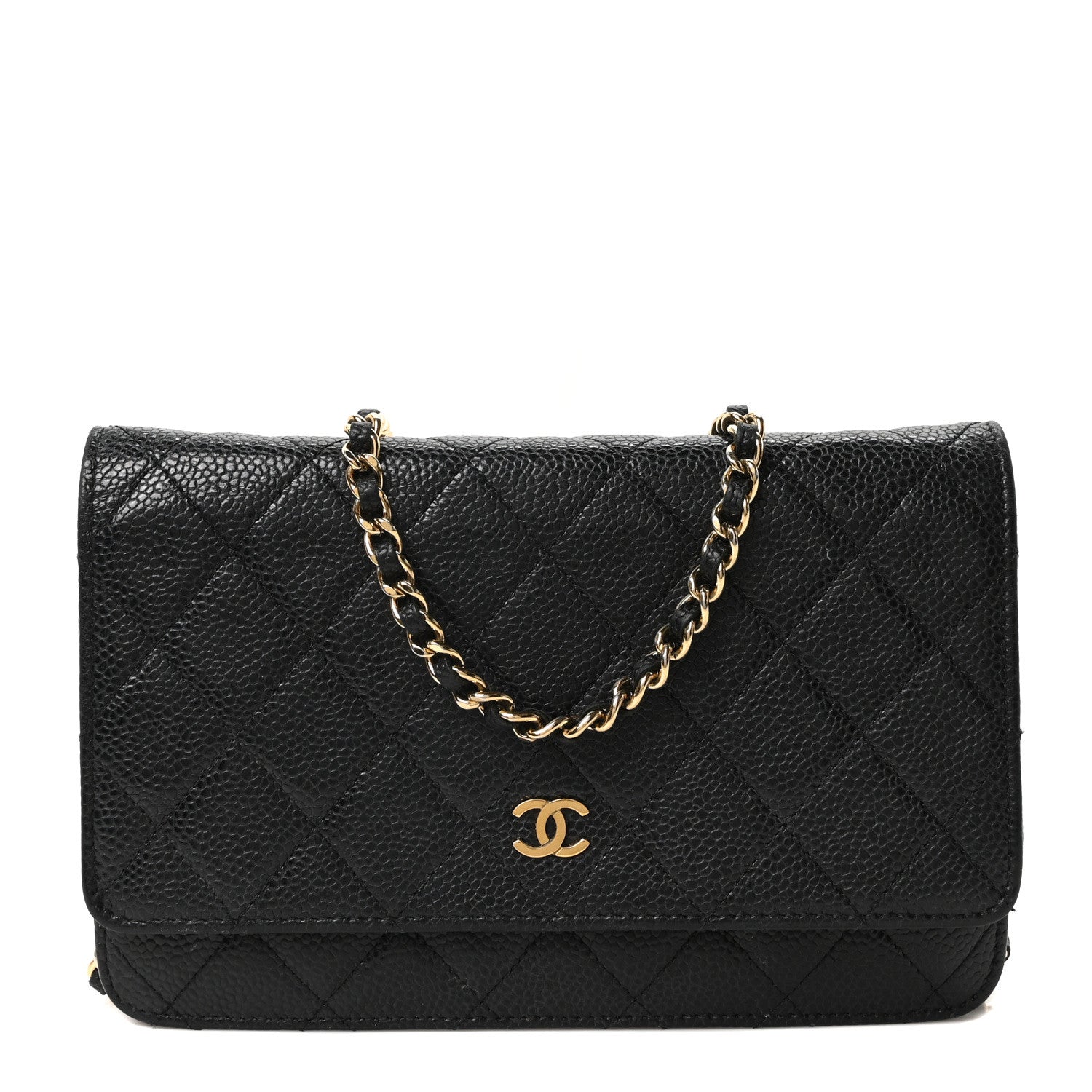 Caviar Quilted Wallet on Chain WOC Black