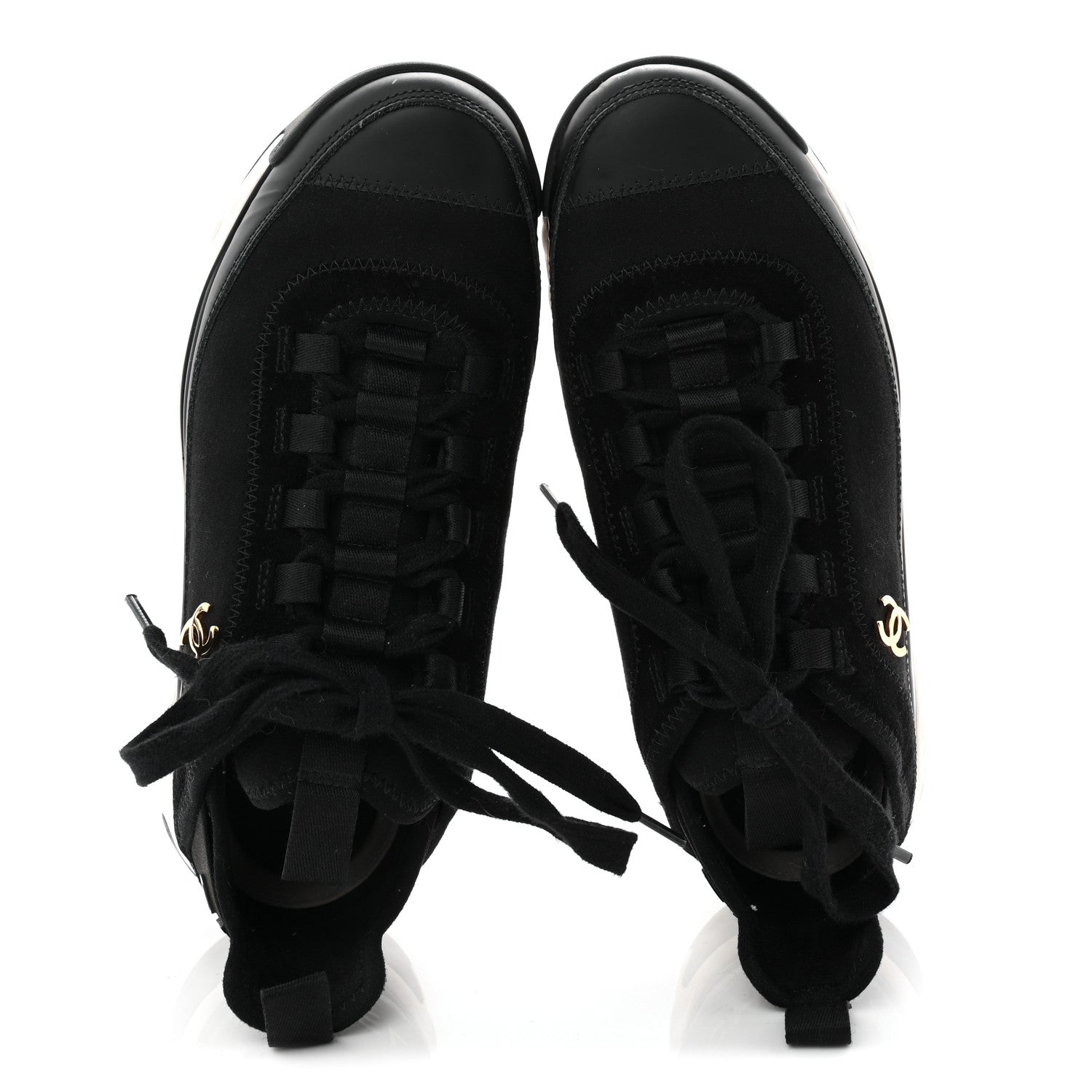 Velvet Calfskin Mixed Fibers CC Sneakers 36.5 Black