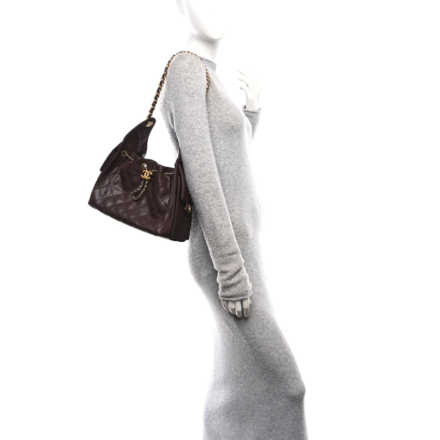 Caviar Quilted Small Chanel 25 Handbag Dark Brown