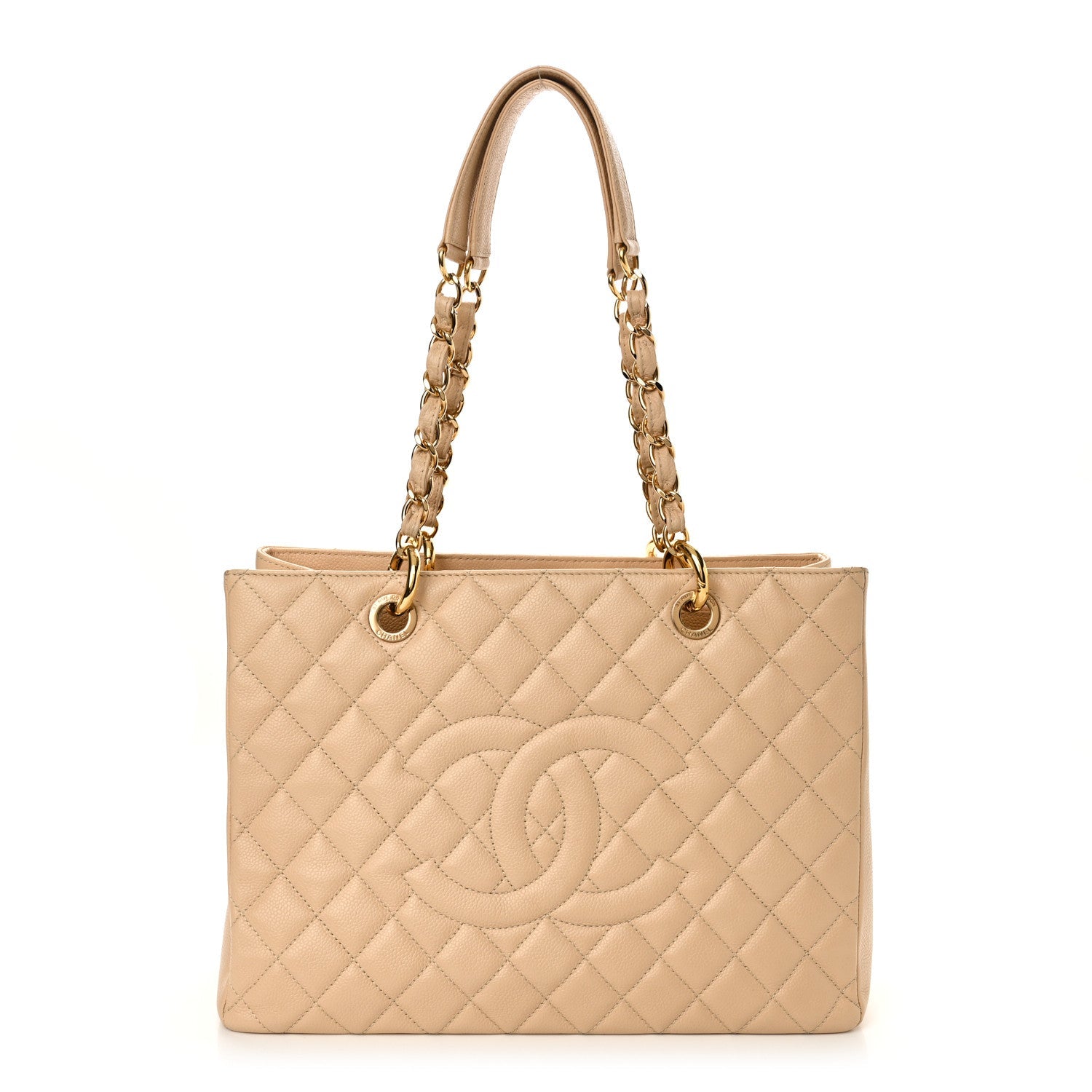 Caviar Quilted Grand Shopping Tote GST Beige