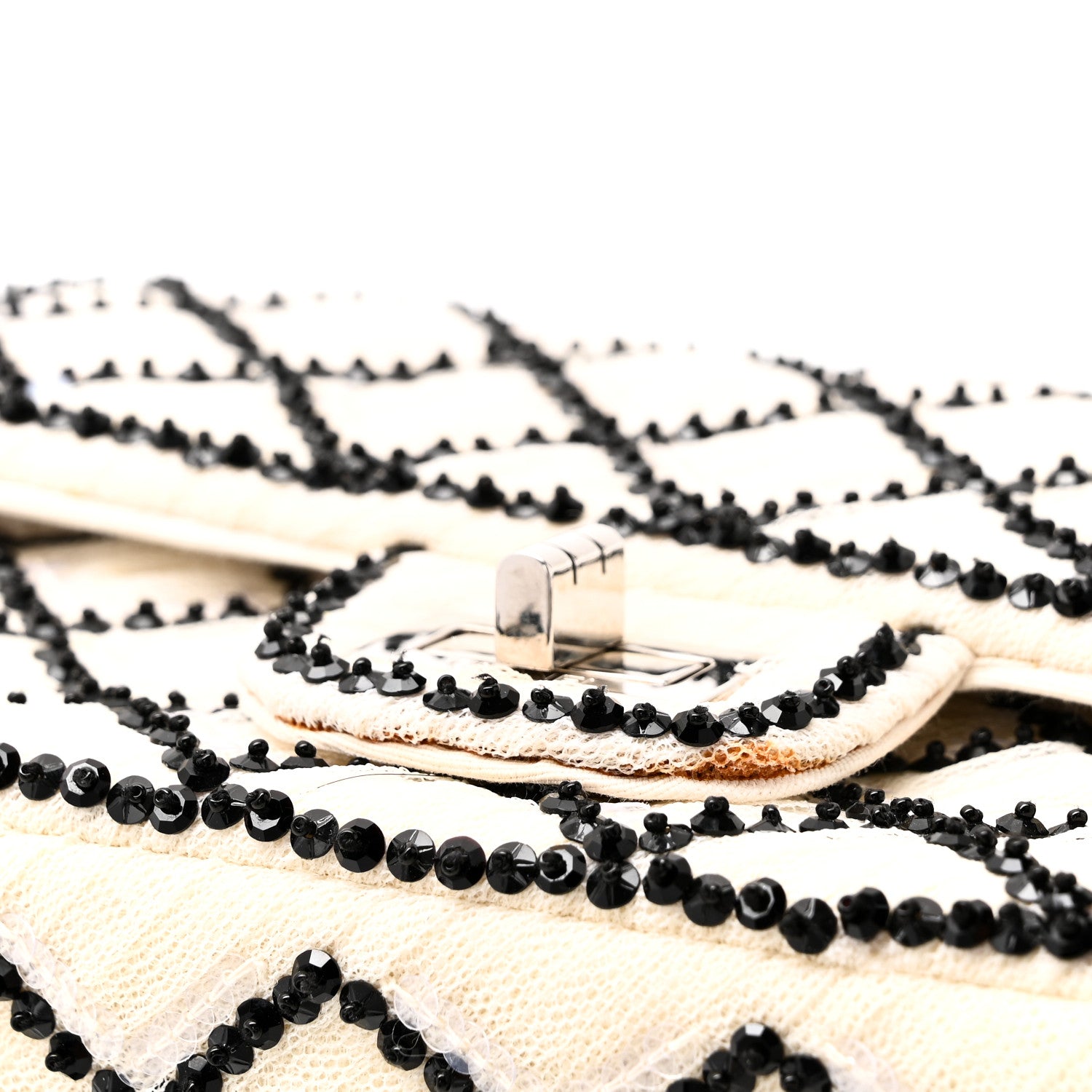 Sequin Mesh Quilted 224 Reissue Flap White Black