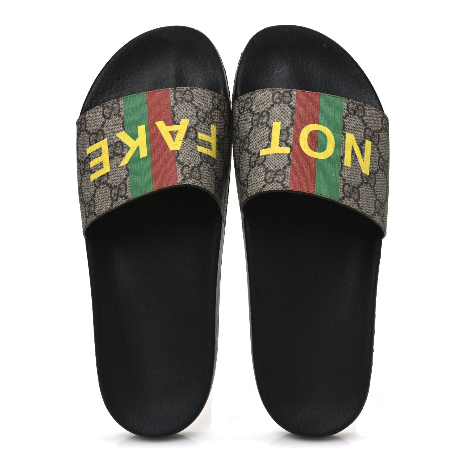 GG Supreme Monogram Fake/Not Mens Slide Sandals 11 Beige Ebony