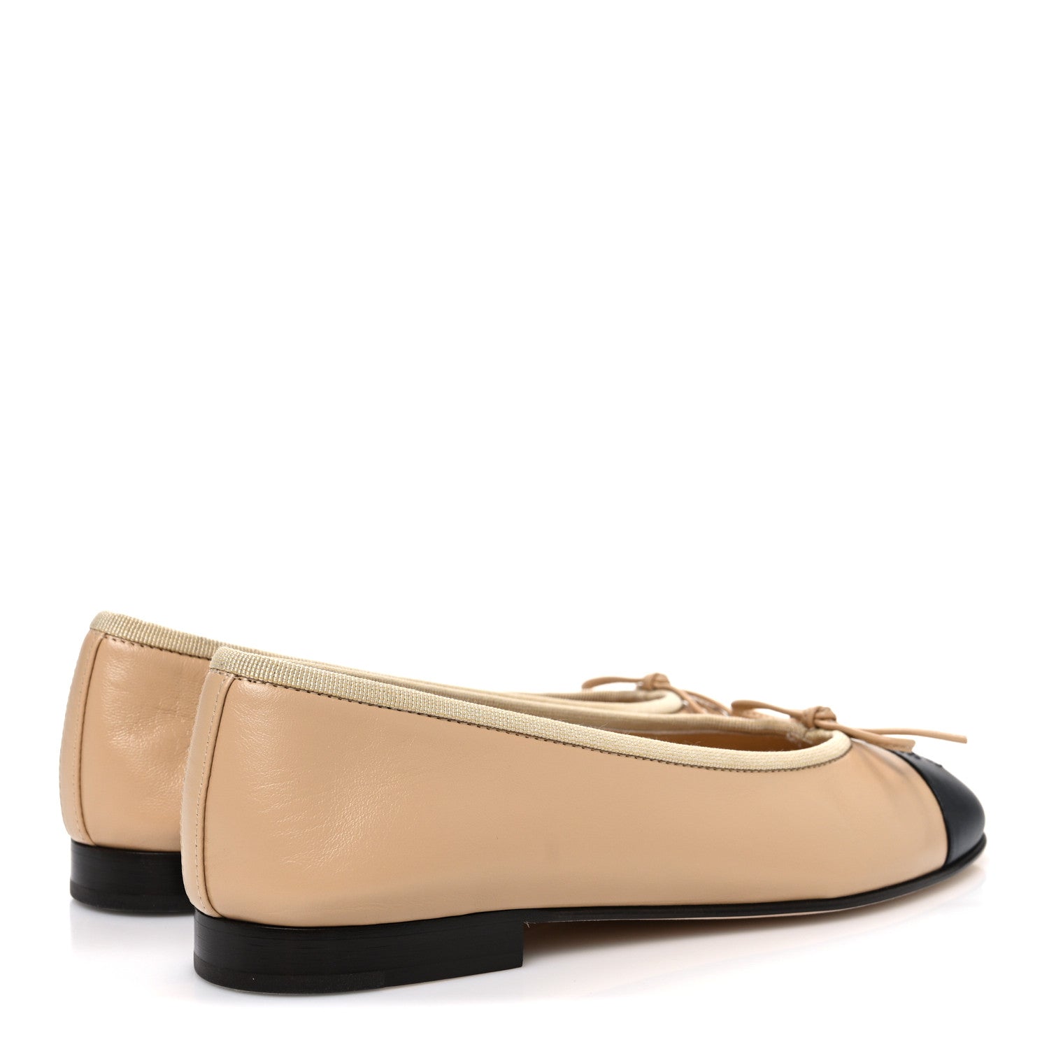 Lambskin Cap Toe CC Ballerina Flats 37 Beige Black